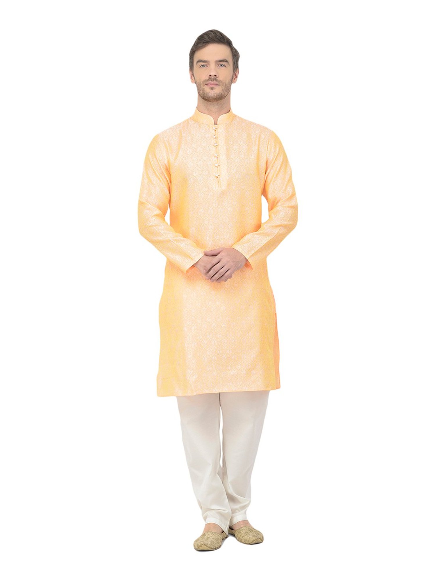 SG LEMAN Orange Self Kurta Bottom Set