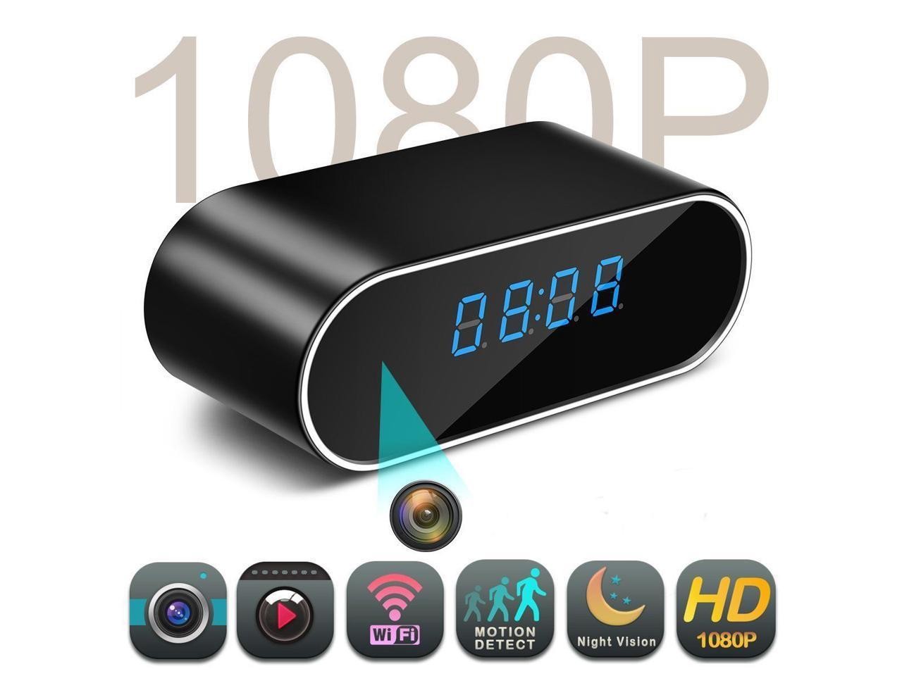 Hidden Spy Camera, 1080P WiFi Mini Camera Clock Wireless Security Cameras Video Recorder for Home Covert Monitor Remote View Nanny Cam 140&deg;Angle Night Vision Motion Detection (2019 Upgraded Version)