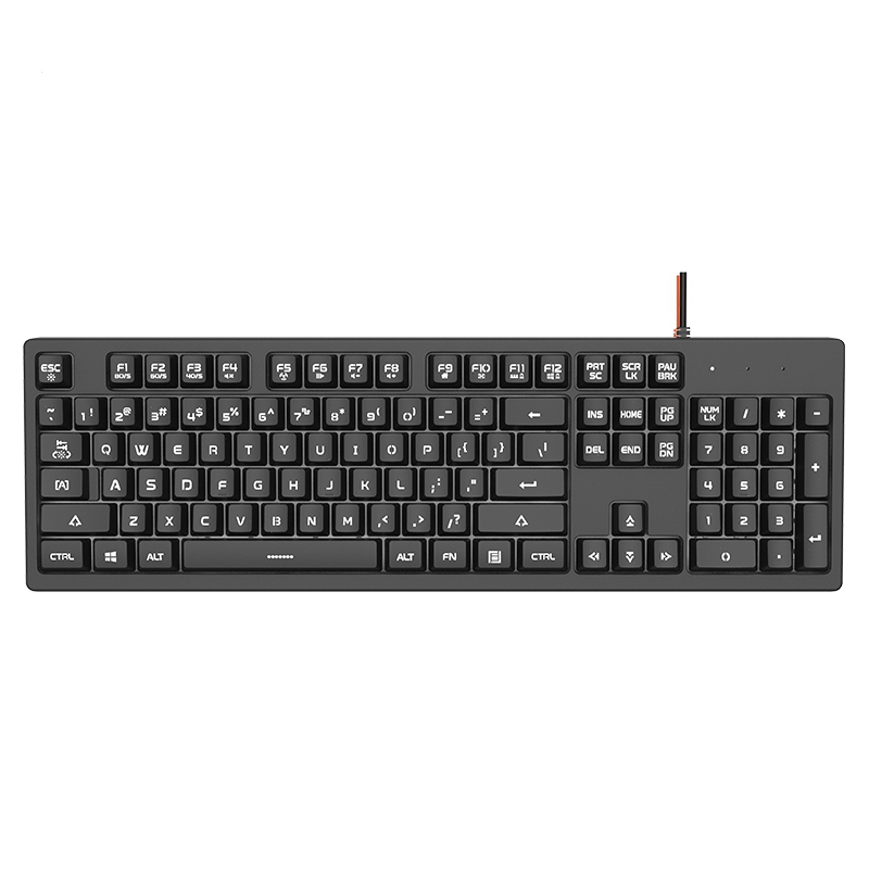 Ajazz DKS100 Quiet Keyboard, DOUYU White Backlit Mechanical Feel Membrane Gaming Keyboard, Wired 104 Keys for Gaming Office and Typing