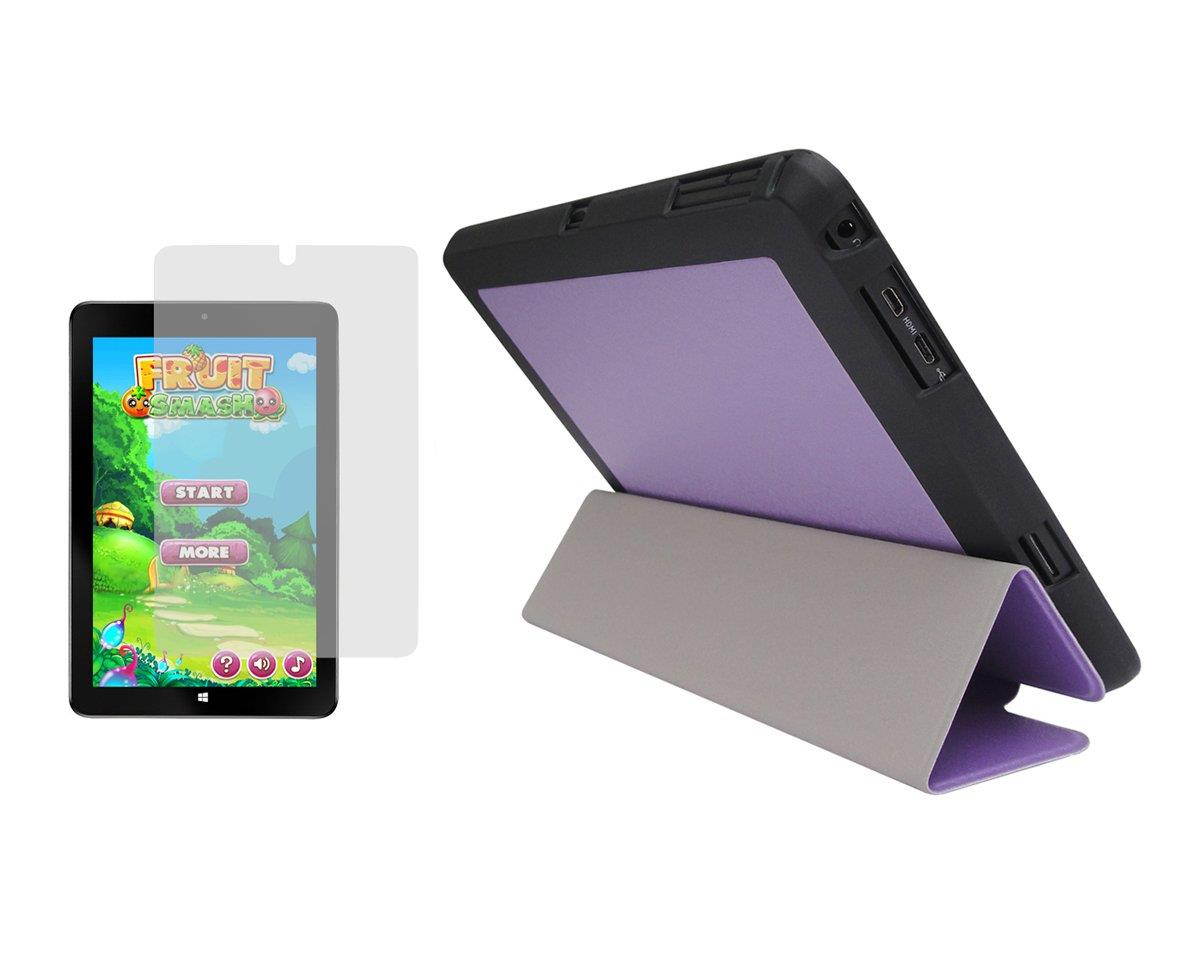 Viola Purple Slim Folding Folio Cover Case and Clear Screen Protector for Insignia Flex Windows 8.9" Tablet NS-P89W6100