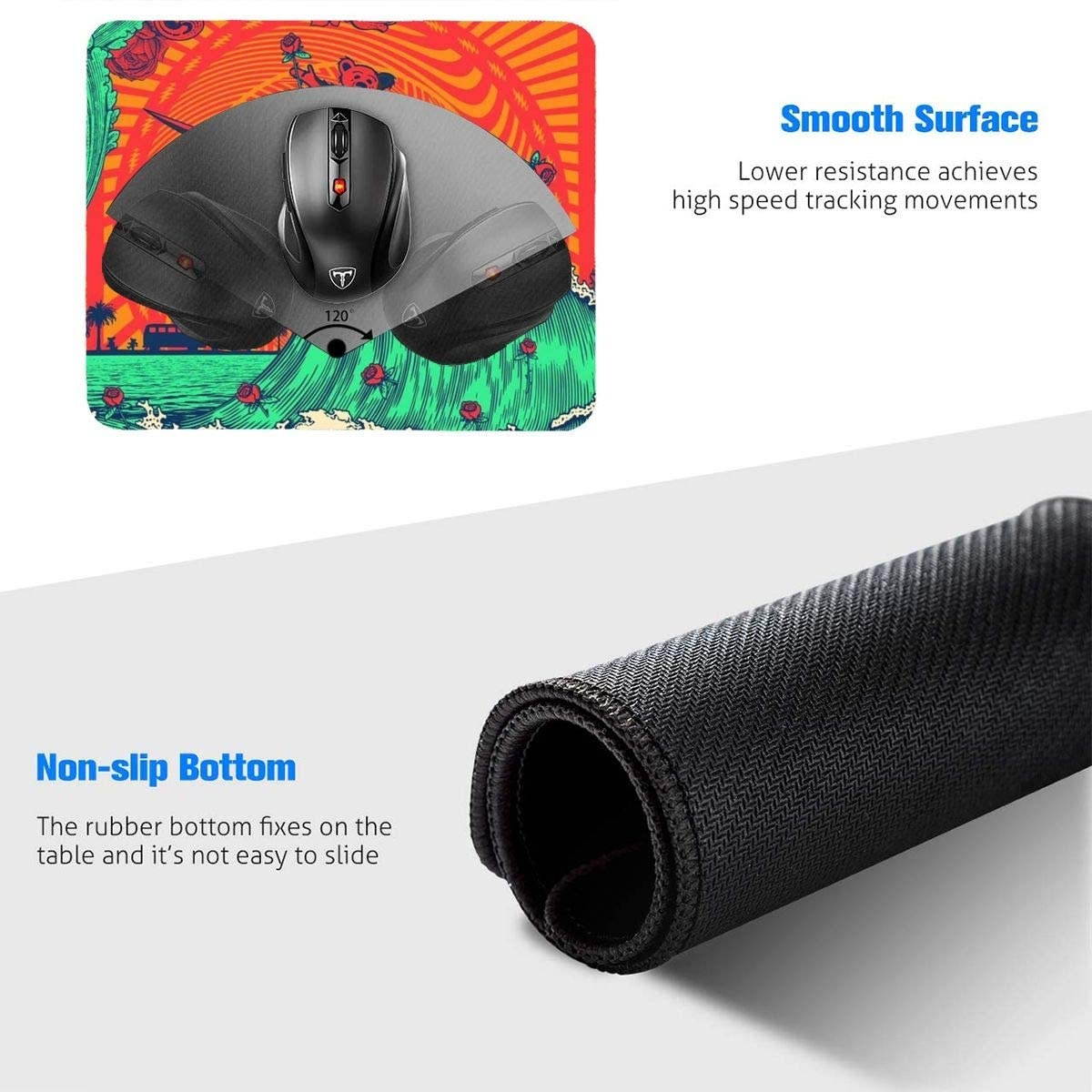 Grate-ful Dead Mouse Pad Dancing Bear Printed Mousepad Colorful Gaming Mouse Pads Non - Slip Rubber Base for Computer Game 7.1x8.7 in/18x22 cm