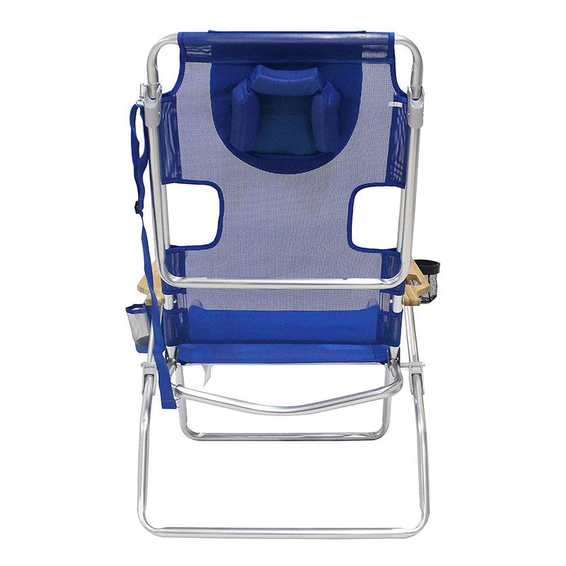Copa Backpack Single Position Folding Aluminum Beach or Poolside Lounge Chair with Backpack Straps, Dark Blue