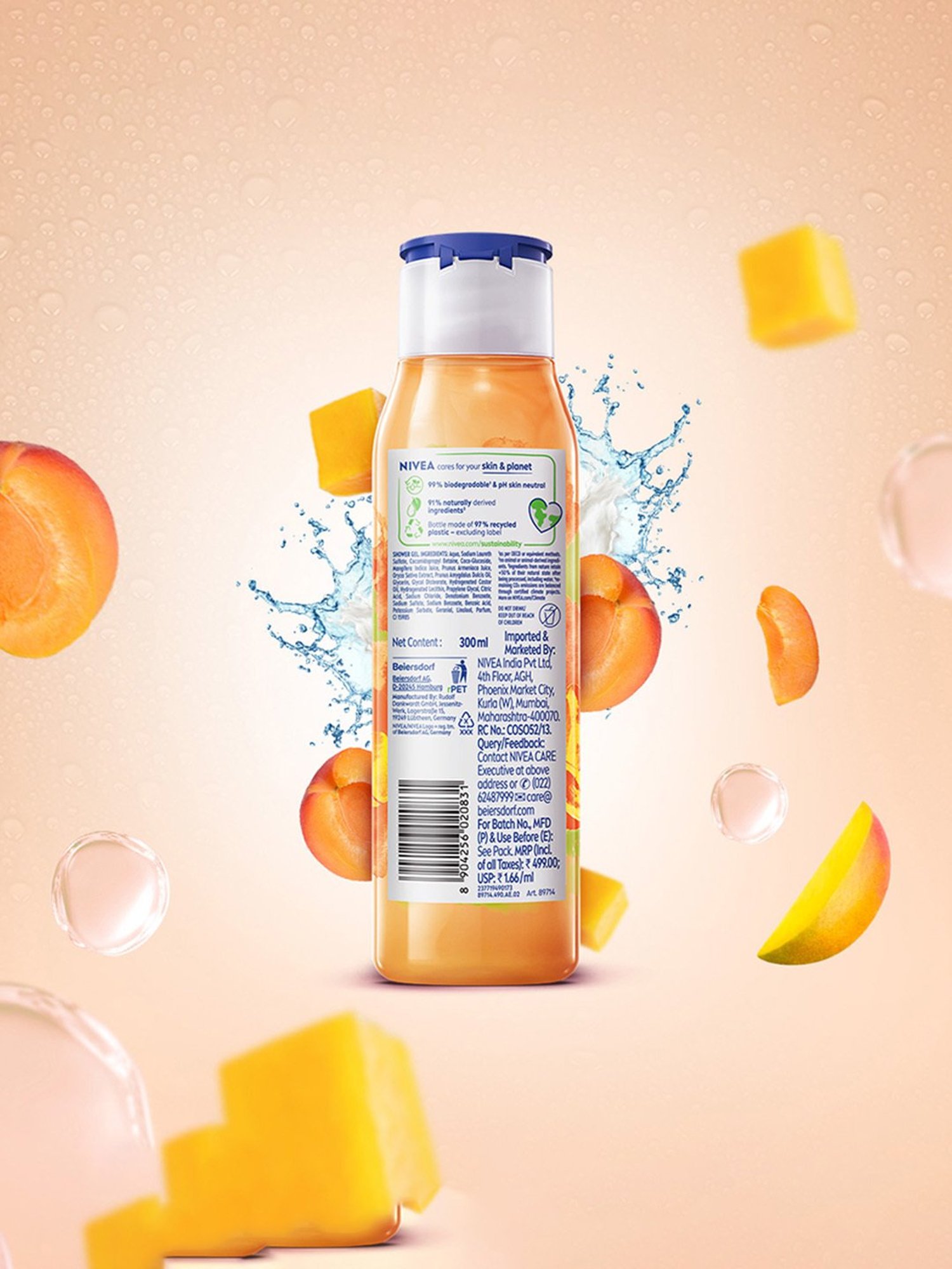 NIVEA Fresh Blends Apricot, Mango & Rice Milk Shower Gel - 300 ml