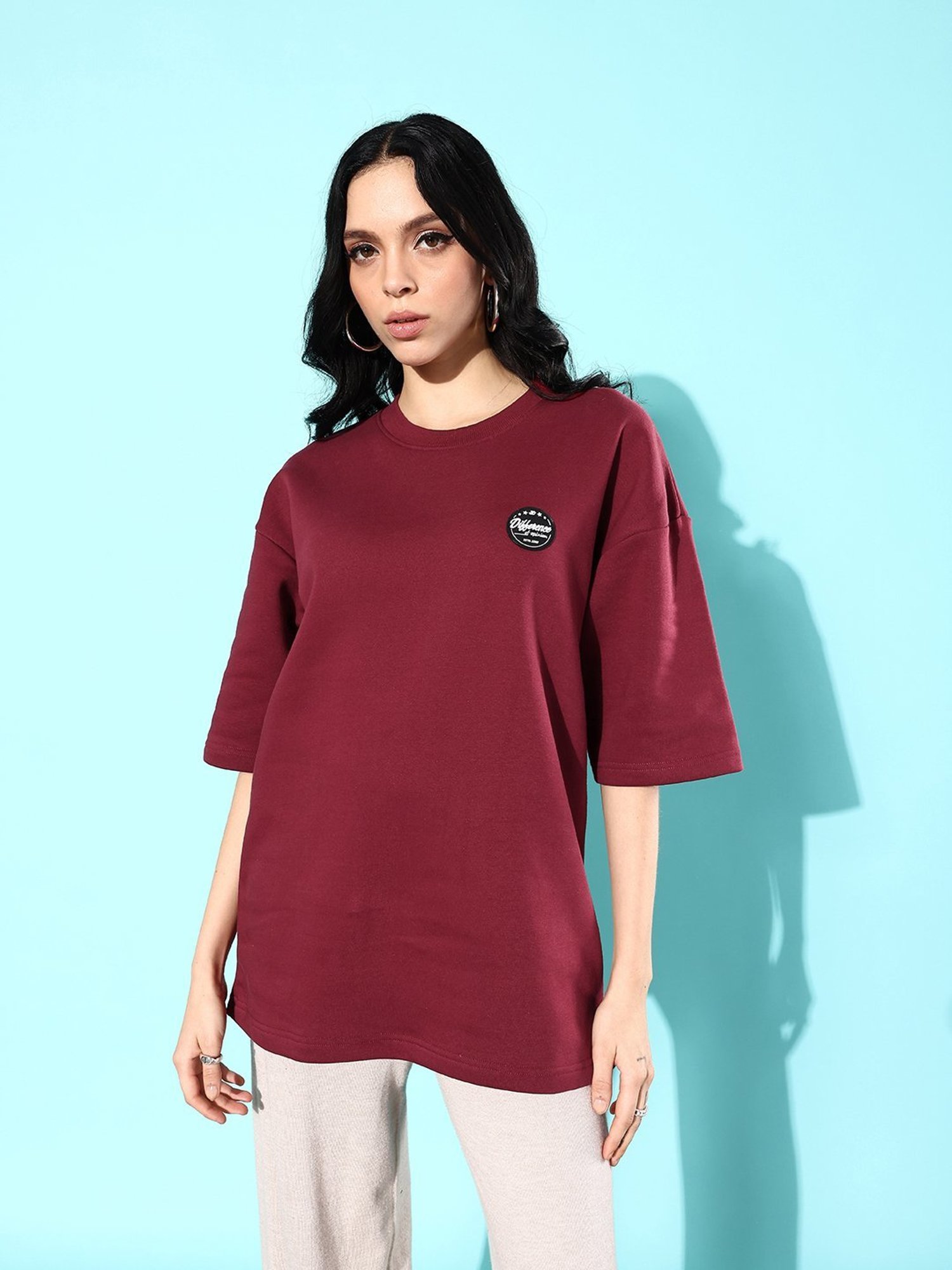 Difference of Opinion Maroon Fleece Oversized Sweatshirt