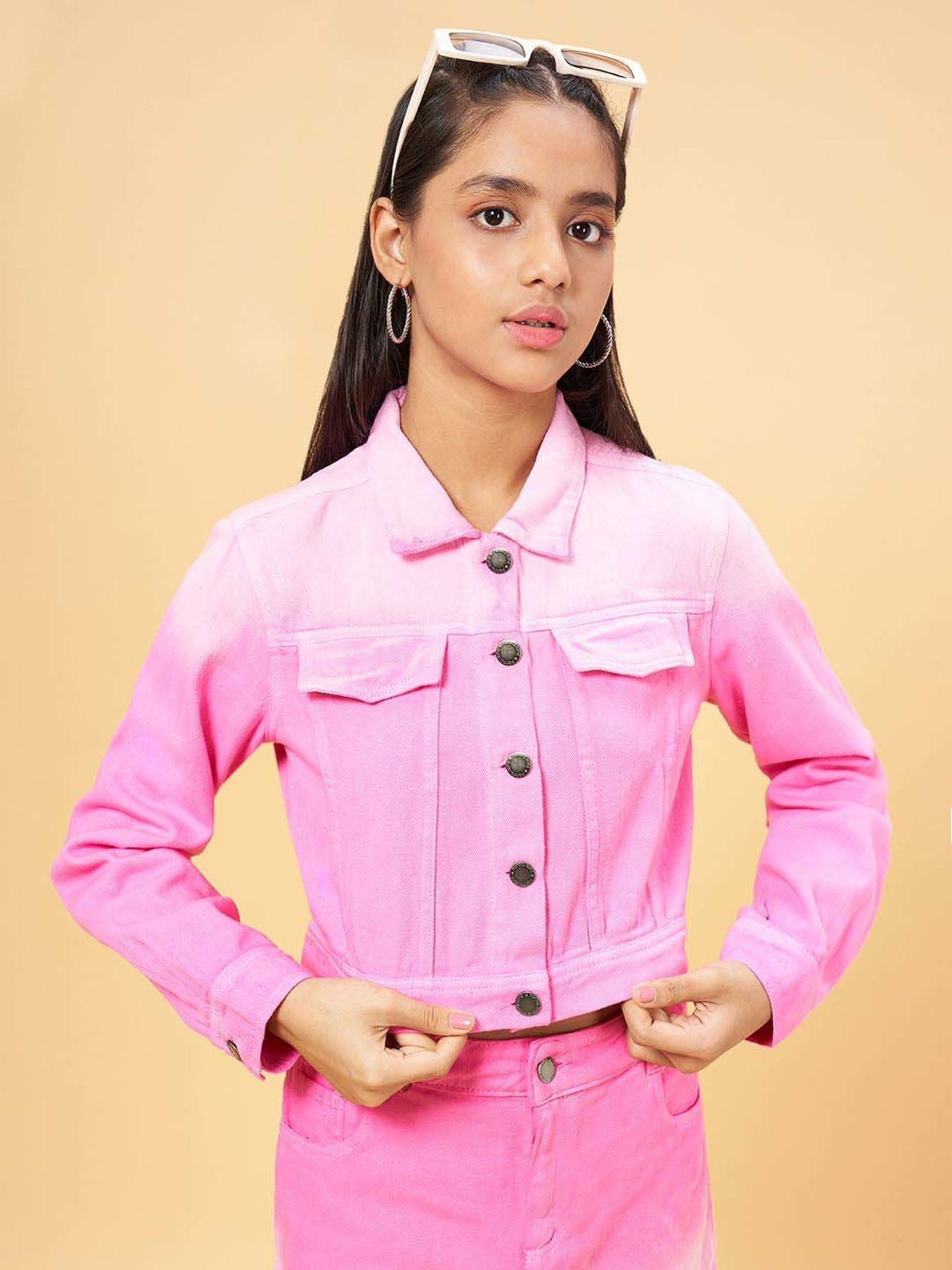 Coolsters by Pantaloons Kids Pink Cotton Regular Fit Full Sleeves Jacket