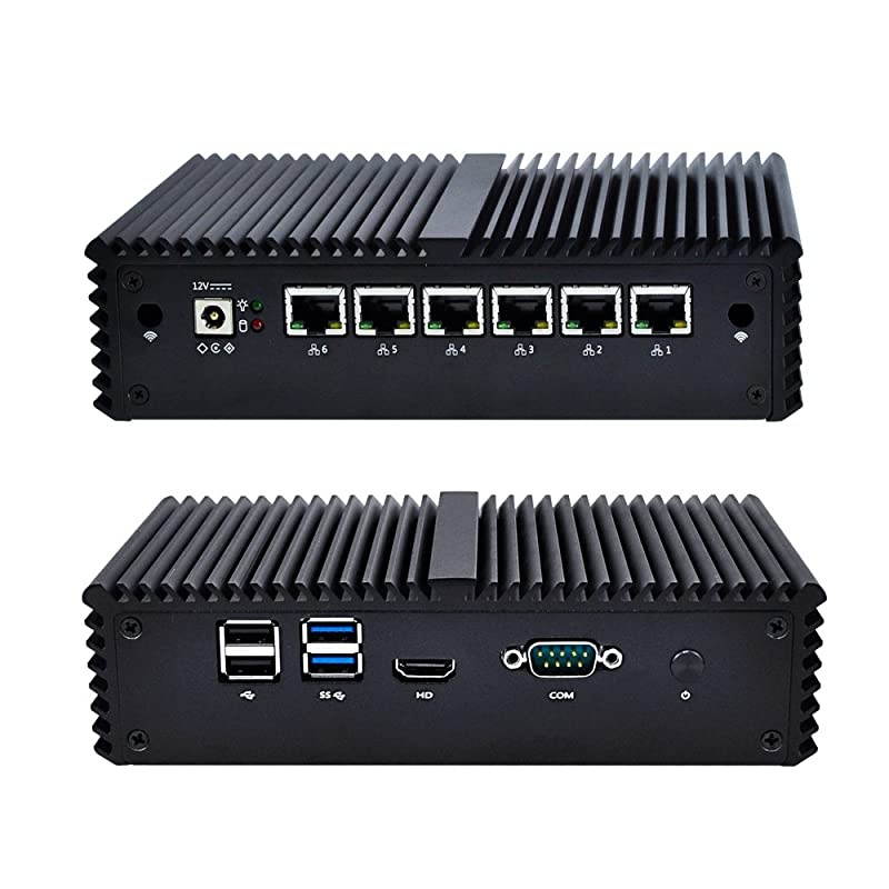 Q555G6-S05  Mini PC Core i5 7200U with 6 Gigabit Ethernet NIC AES-NI Fiewwall Router Machine Micro Industrial Computer (4G DDR4 RAM + 256G MSATA SSD + WiFi)