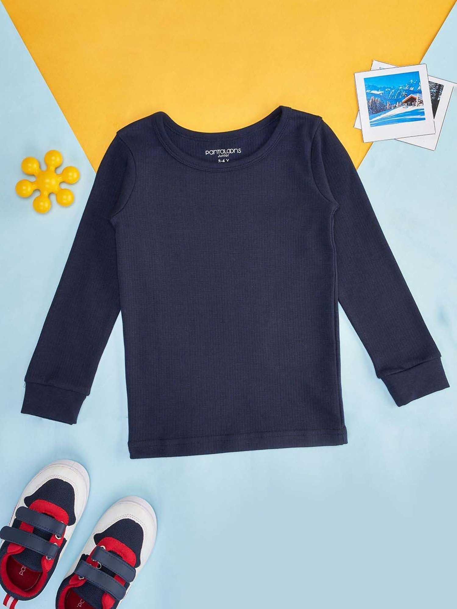 Pantaloons Junior Kids Navy Regular Fit Full Sleeves Thermal Top