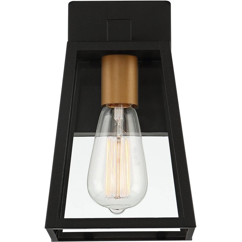 John Timberland Modern Outdoor Wall Light Fixture Mystic Black Gold 10 3/4" Clear Glass Panels Exterior House Porch Patio Outside