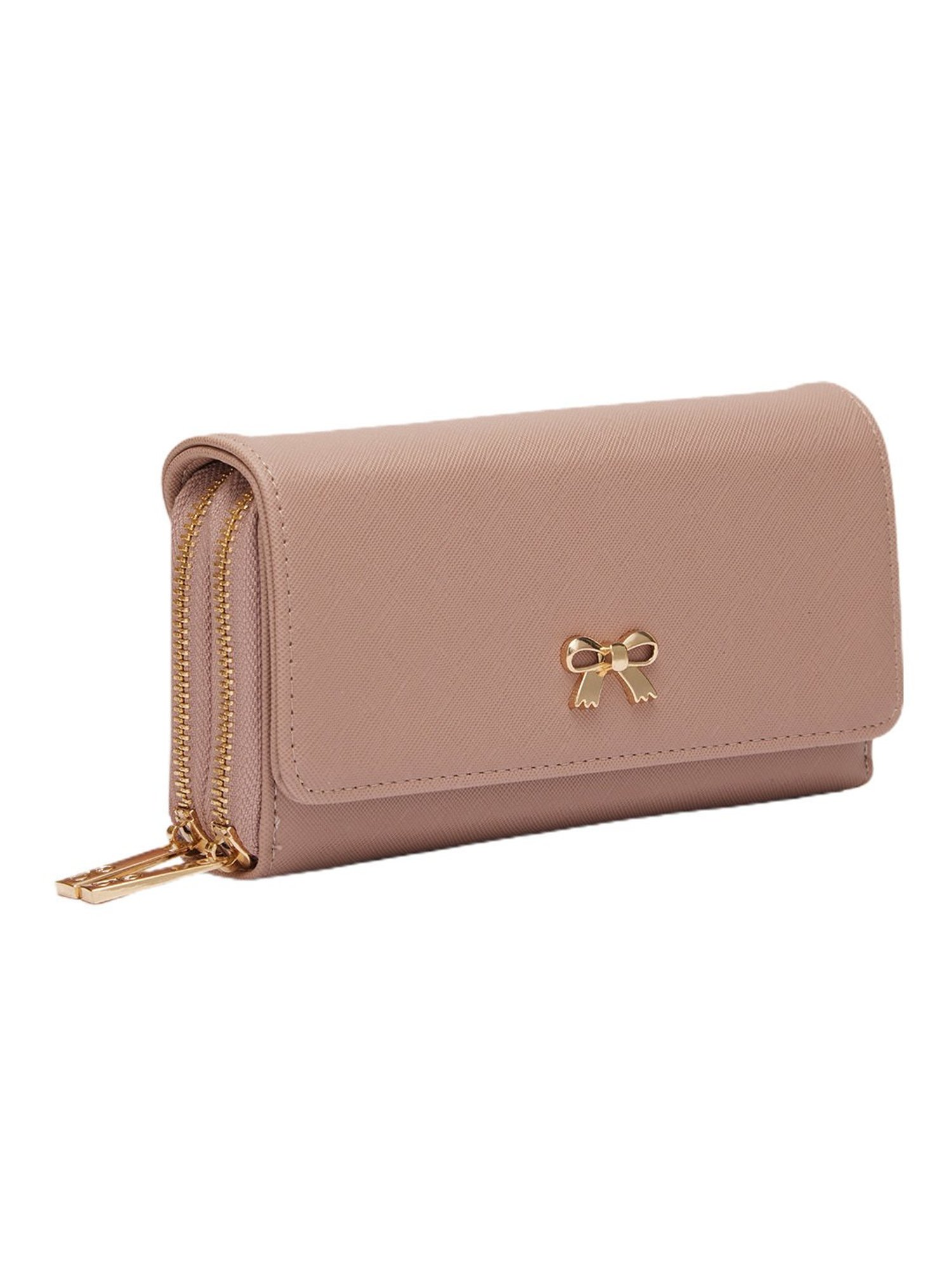 Globus Women Taupe Solid Vegan Leather Envelope Wallet with Wrist Loop