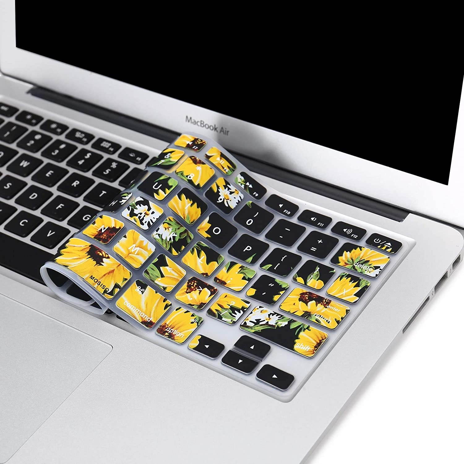 MOSISO Pattern Keyboard Cover Compatible with MacBook Pro 13/15 inch(with/Without Retina Display,2015 or Older Version),Older MacBook Air 13 inch (A1466/A1369,Release 2010-2017), Sunflower Black Base