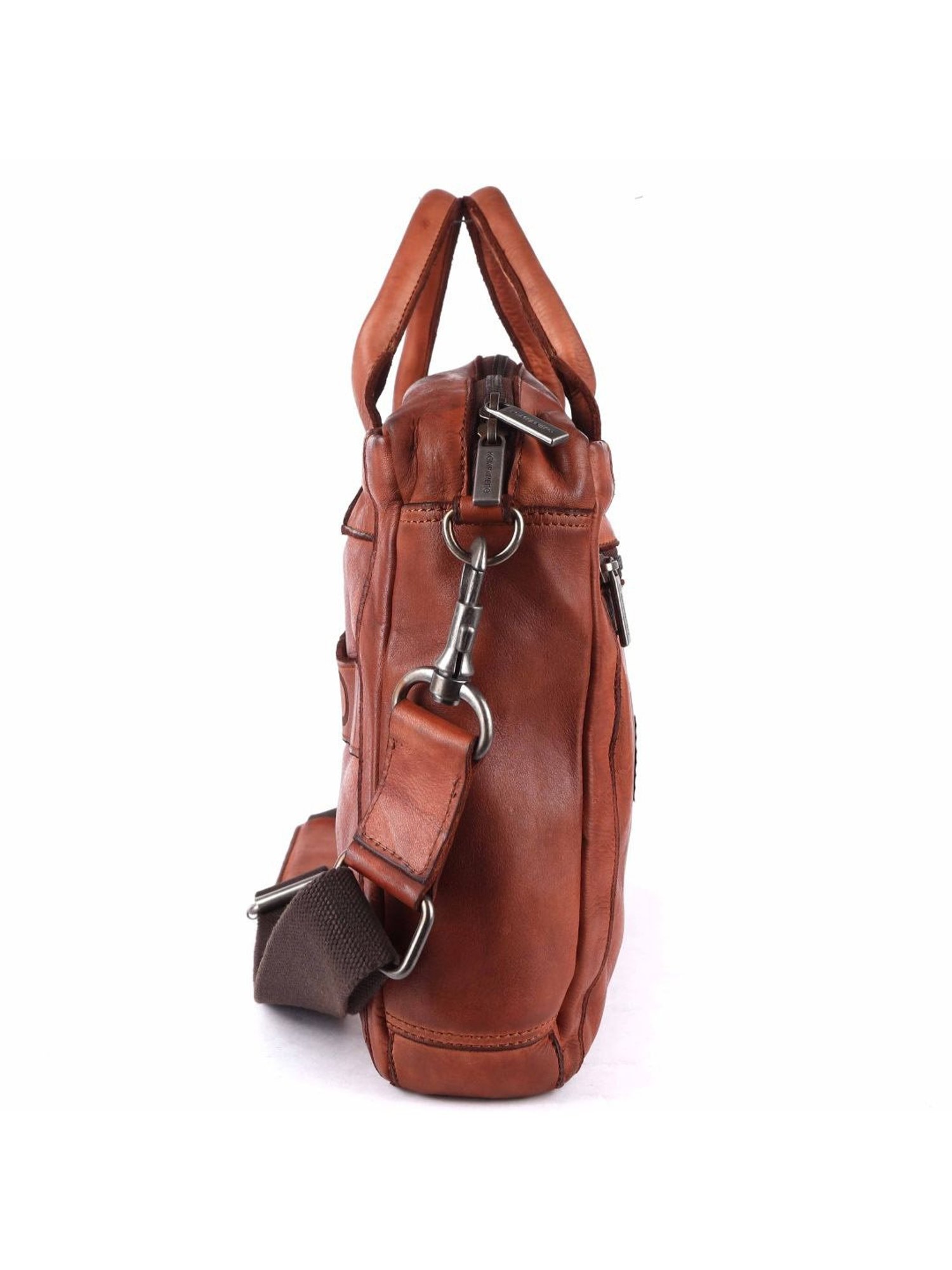KOMPANERO Aaron Cognac Leather Solid Messenger Bag