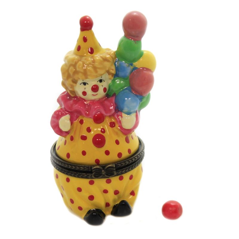 Hinged Trinket Box 3.5" Clown W/ Balloons Hinges Box Keepsake Treasure Trinket  -  Decorative Figurines