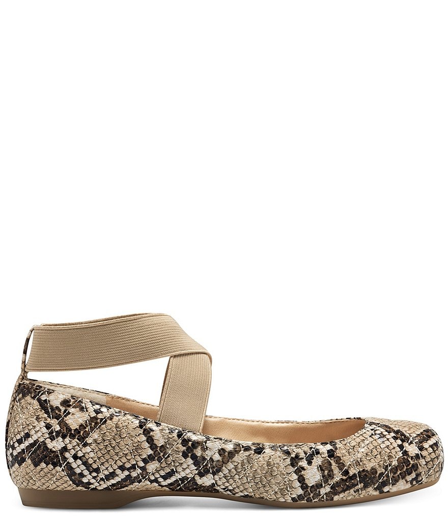 Jessica Simpson Mandalay7 Snake Square-Toe Criss Cross Ankle Strap Ballet Flats