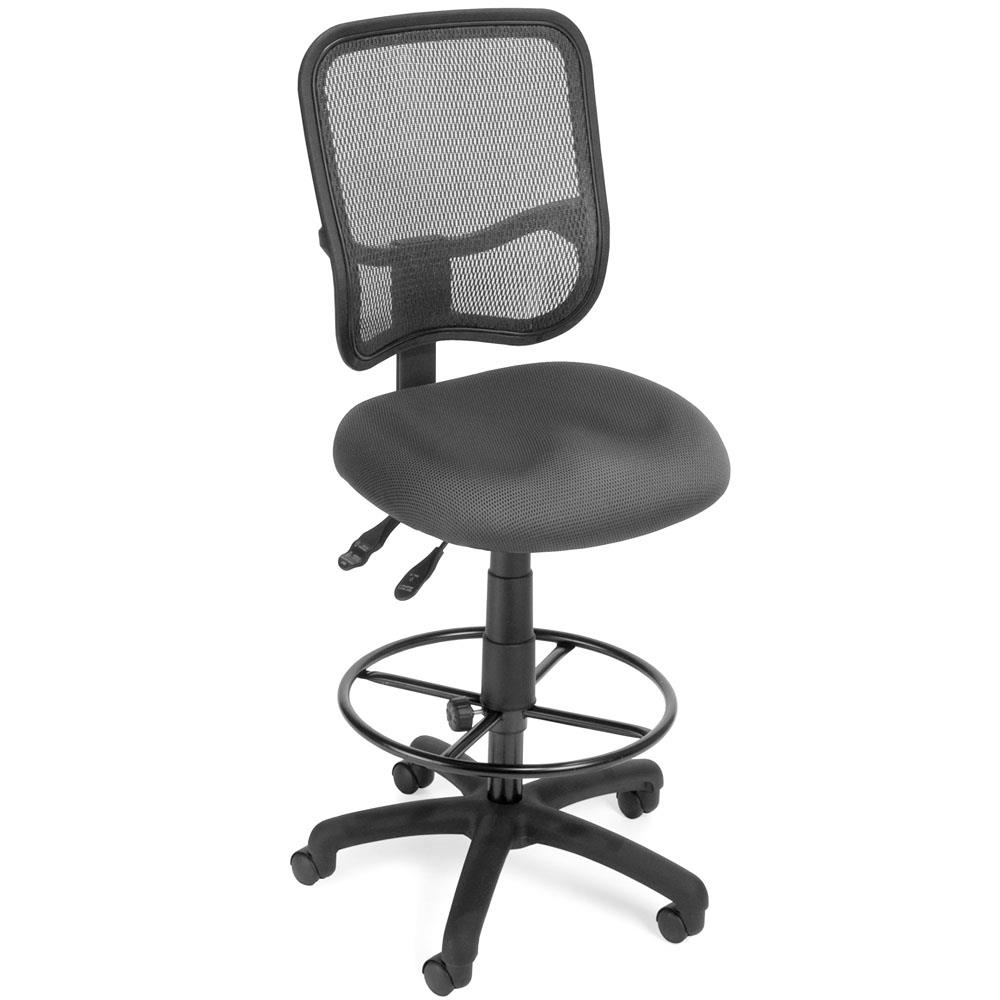 OFM Comfort Series Ergonomic Armless Mesh Swivel Task Chair with Drafting Kit, Mid Back, in Black (130-DK-A05)