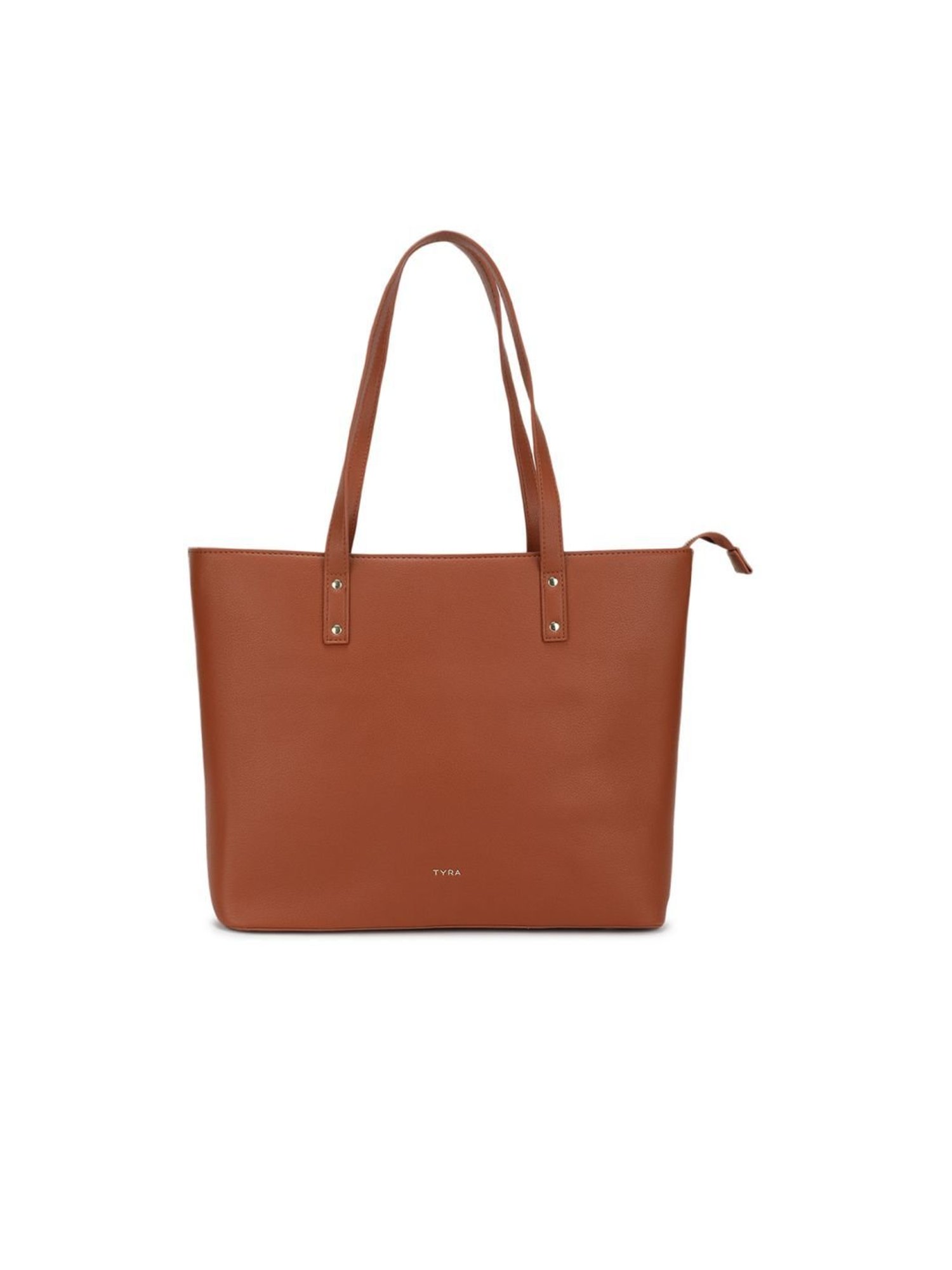 Tyra Daisy Tan Solid Faux Leather Tote Handbag