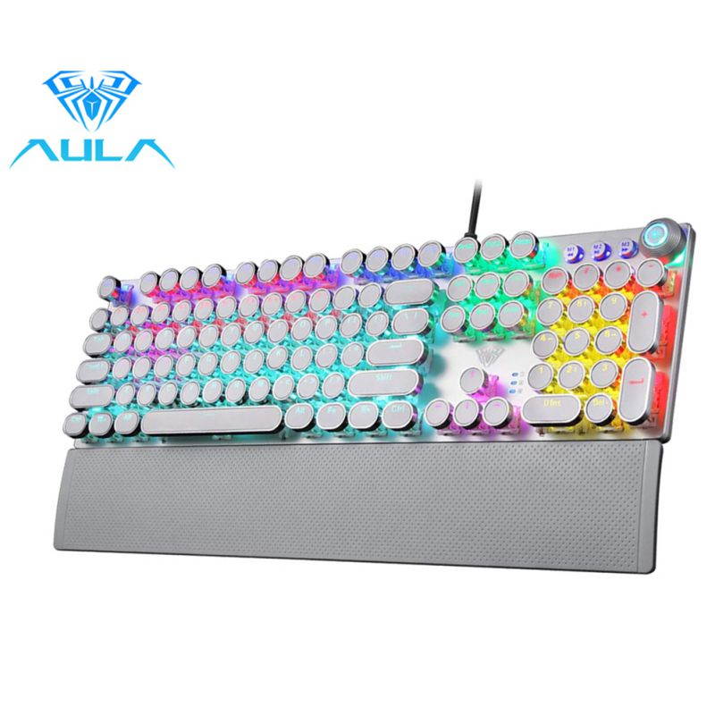 AULA F2088 Mechanical Gaming Keyboard 104 Anti-ghosting with Switch Wired Mix Backlit Keyboard for Gamer Laptop PC, Black shaft