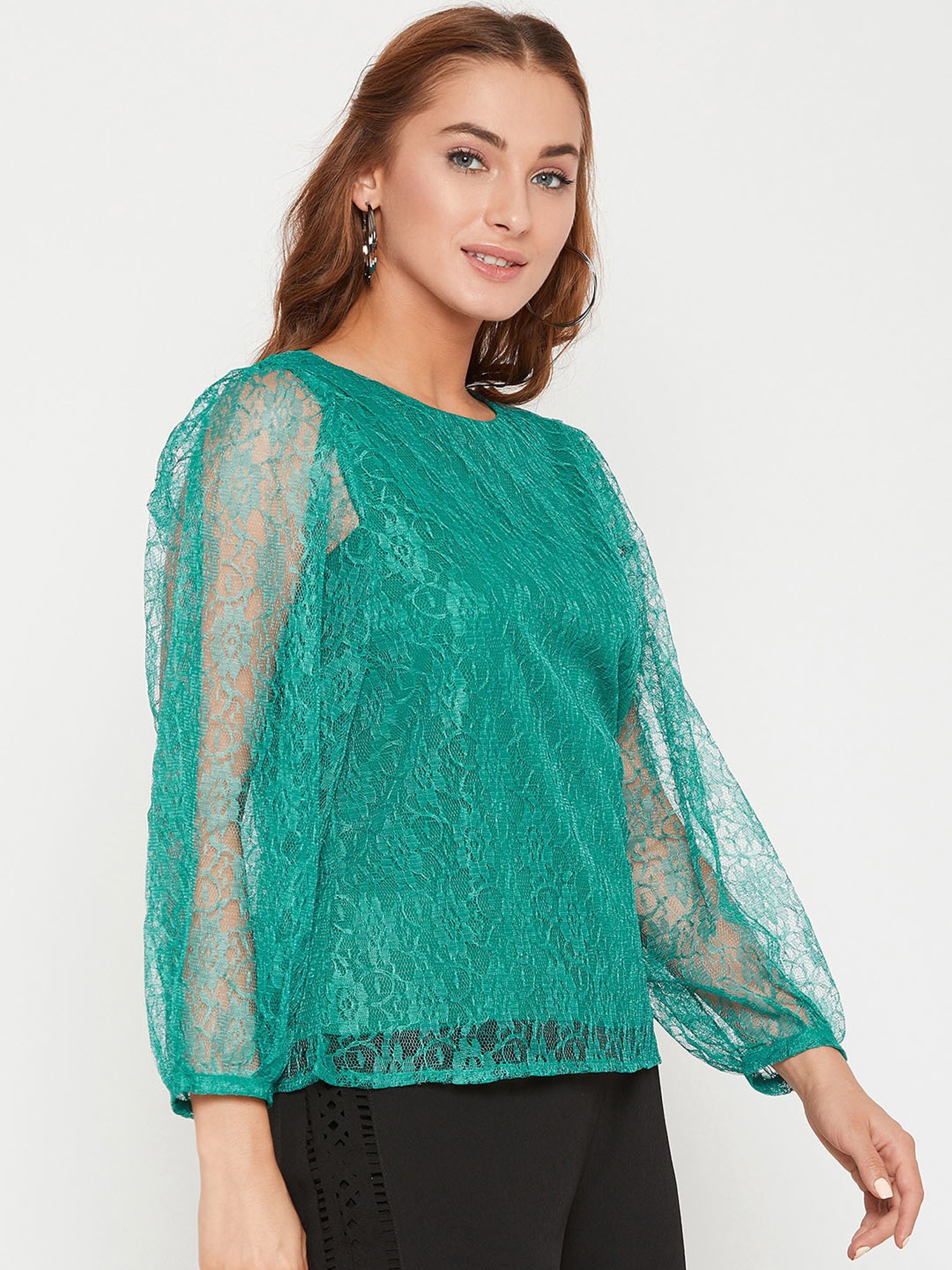 Carlton London Green Lace Top