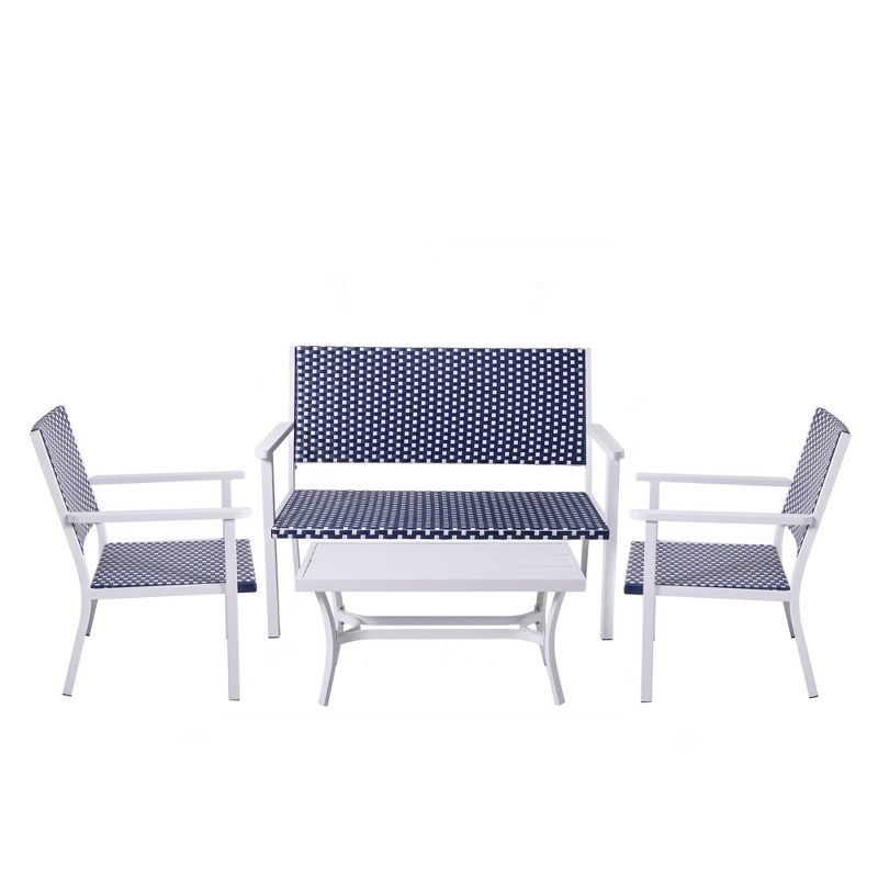 Peaktop 4pc Wicker Patio Conversation Set - Coastal - Teamson