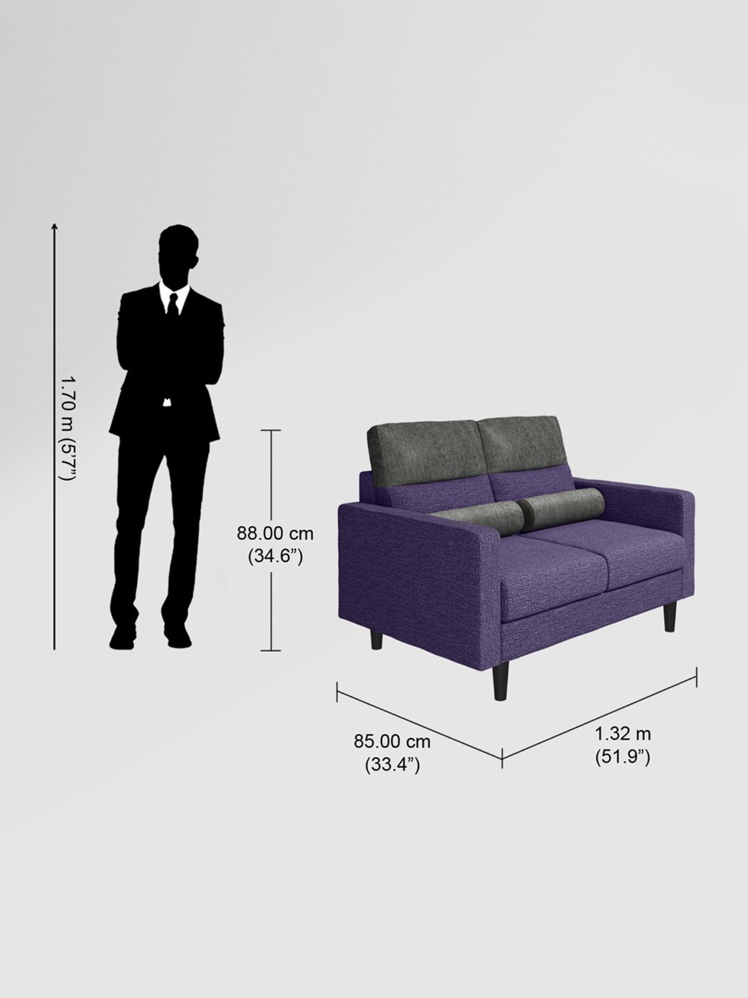 Godrej Interio Highrolla Purple Pinewood 2 Seater Sofa