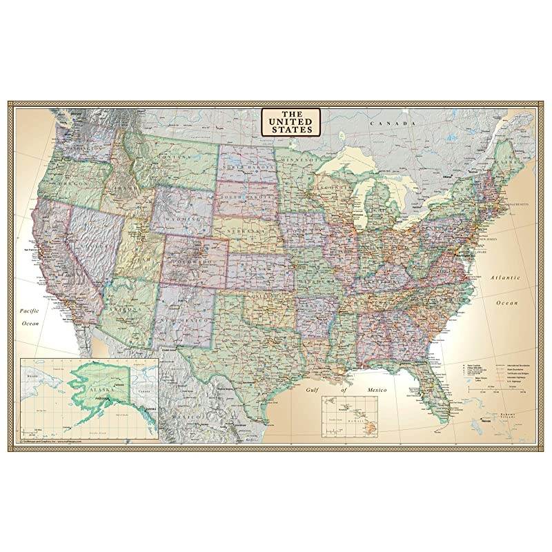24x36 United States USA US Executive Wall Map Poster Mural 24x36 Paper