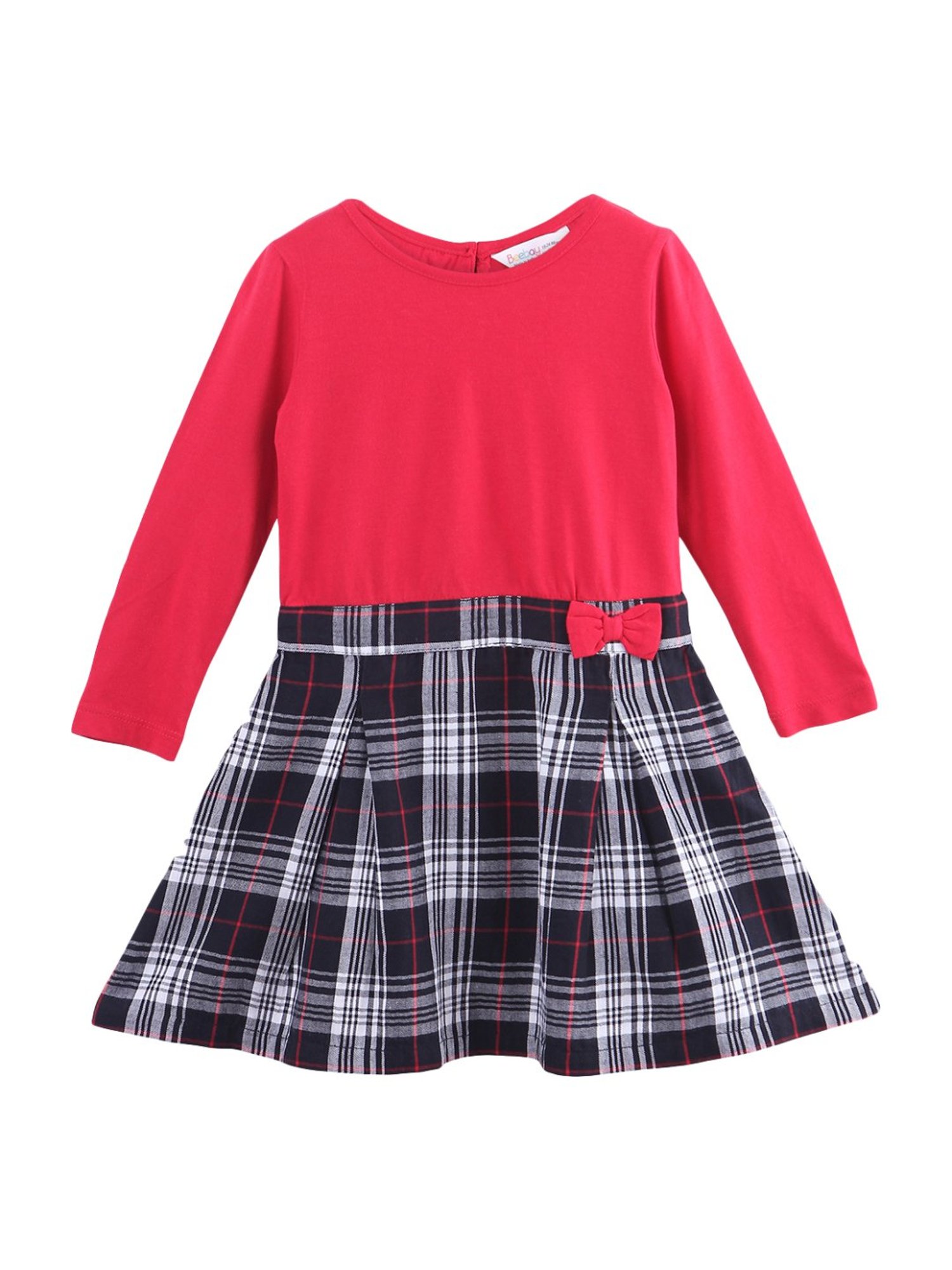 Beebay Kids Red Cotton Plaid Pattern Dress