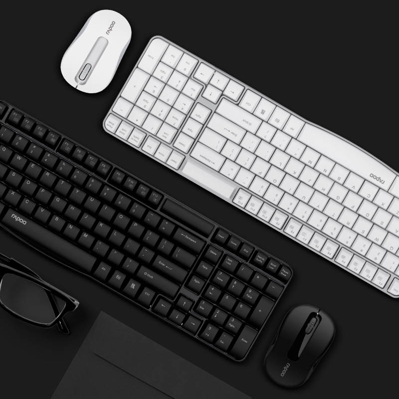 Rapoo KM325  Ergonomic Design, Cool Exterior Ultra-thin, and Slim Waterproof 2.4GHz Wireless Power-saving SilentTyping Keyboard And Mouse Combo For Office And Game - White