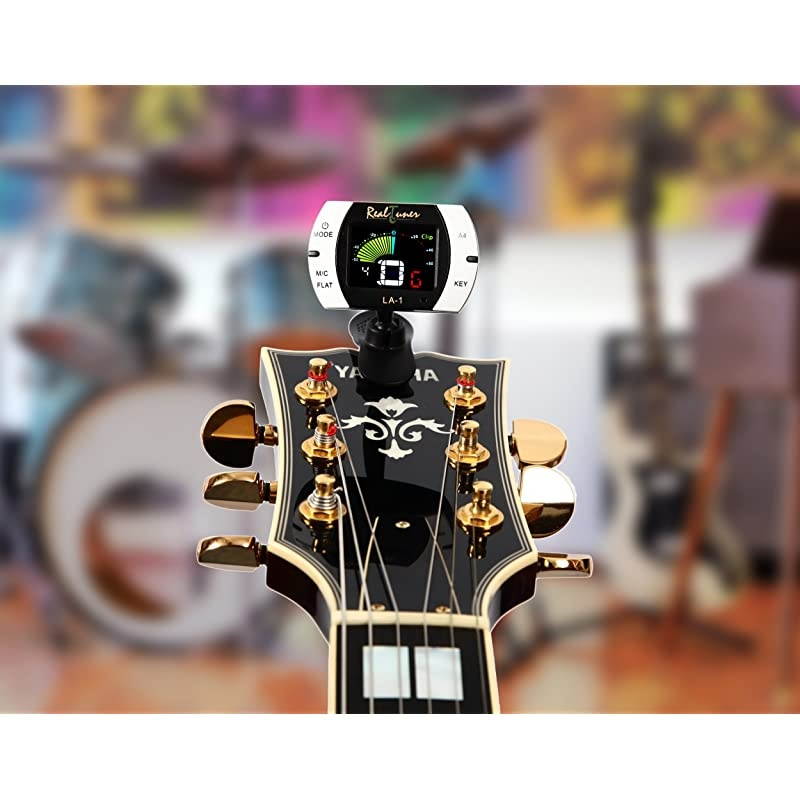 Tuner Chromatic Clipon Tuner for Guitar Bass Violin Ukulele Banjo Brass and Woodwind Instruments Bright Full Color Display Extra Mic Function A4 Pitch Calibration Transposition