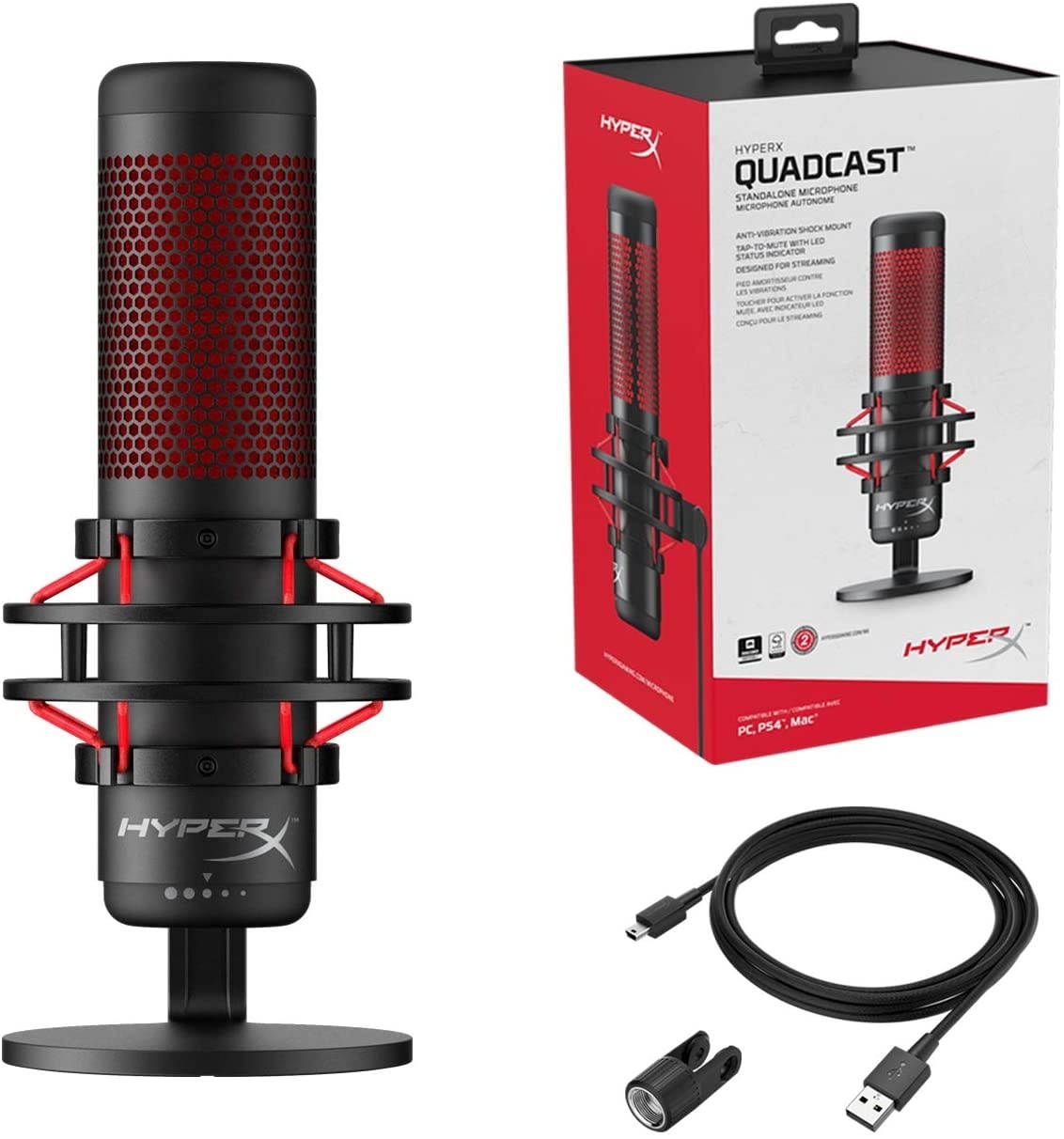 HyperX QuadCast - USB Condenser Gaming Microphone and HyperX Alloy FPS RGB - Mechanical Gaming Keyboard