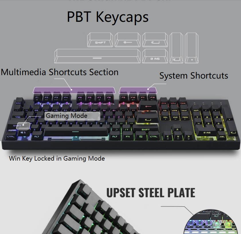 Cooler Master CK372 Cherry MX Red, Ergonomic Design, N-KeyRollover Cool Exterior USB Wired Side-printed, RGB Backlit  Mechanical Gaming Keyboard, PBT Keycaps - Black