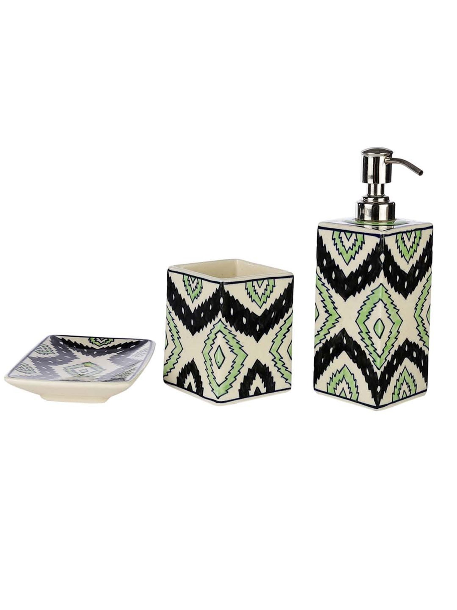 VarEesha Aztec Multicolor Ceramic Bath Accessories - Set of 3