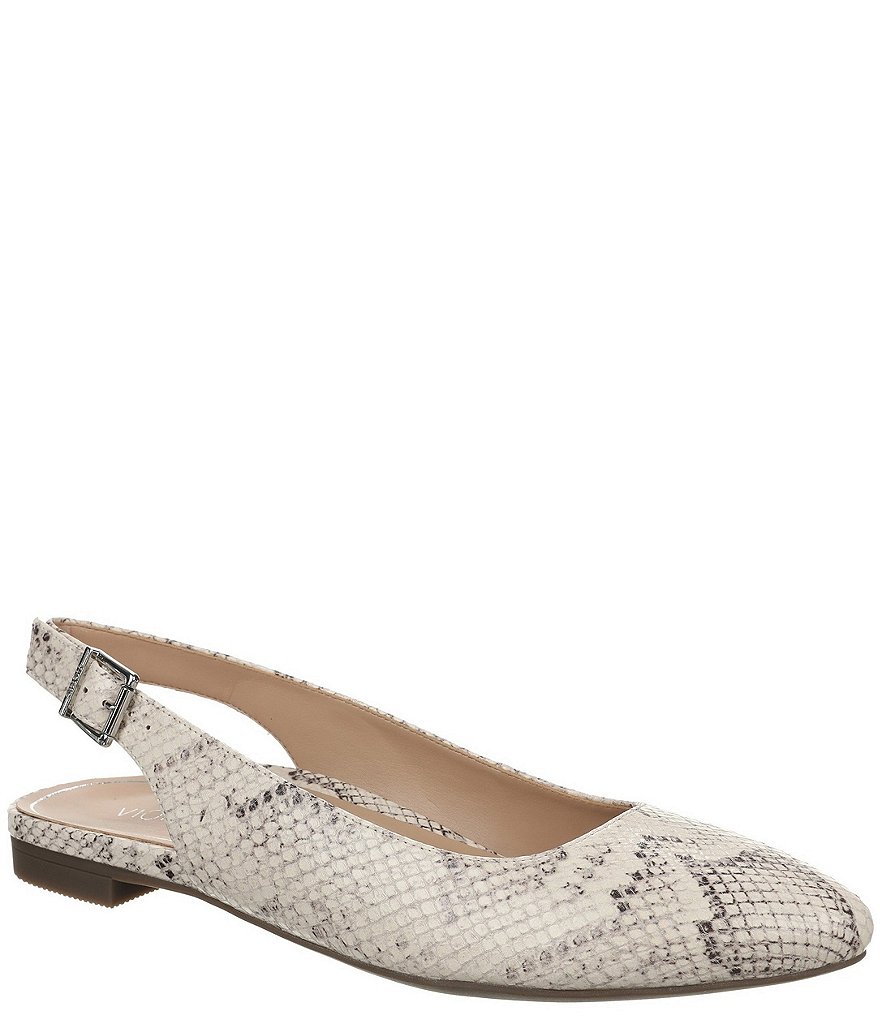 Vionic Jade Snake Print Leather Slingback Flats