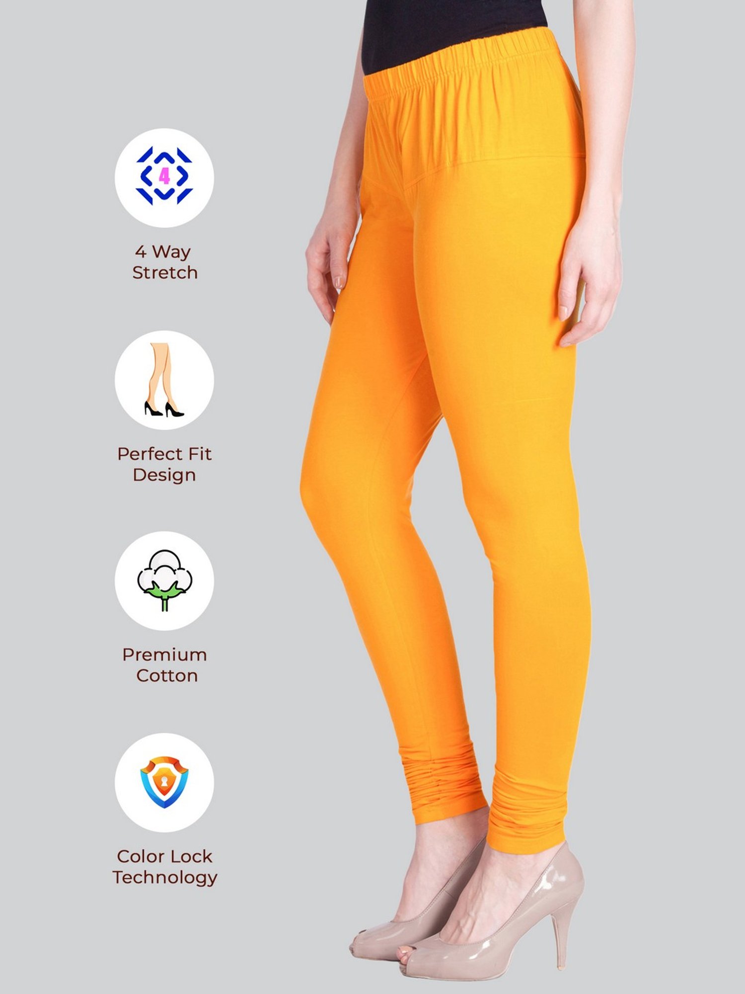 Lyra Mustard Cotton Full Length Leggings