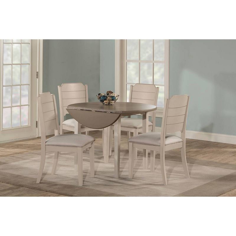 5pc Clarion Round Drop Leaf Dining Set with Side Chairs Gray Fog Fabric - Hillsdale Furniture
