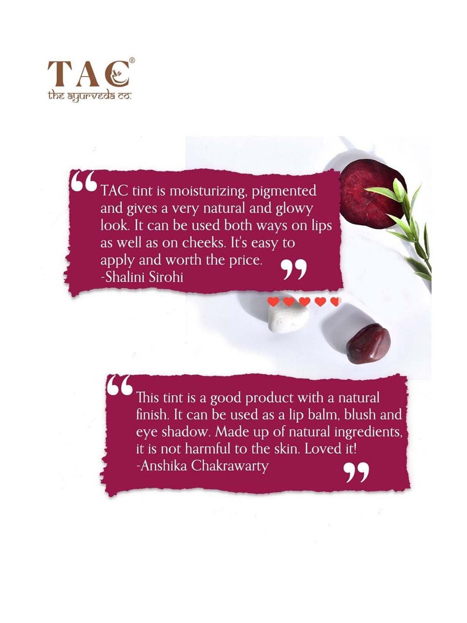 TAC - The Ayurveda Co. Beet Mighty Pink Lip & Cheek Tint- 10 gm