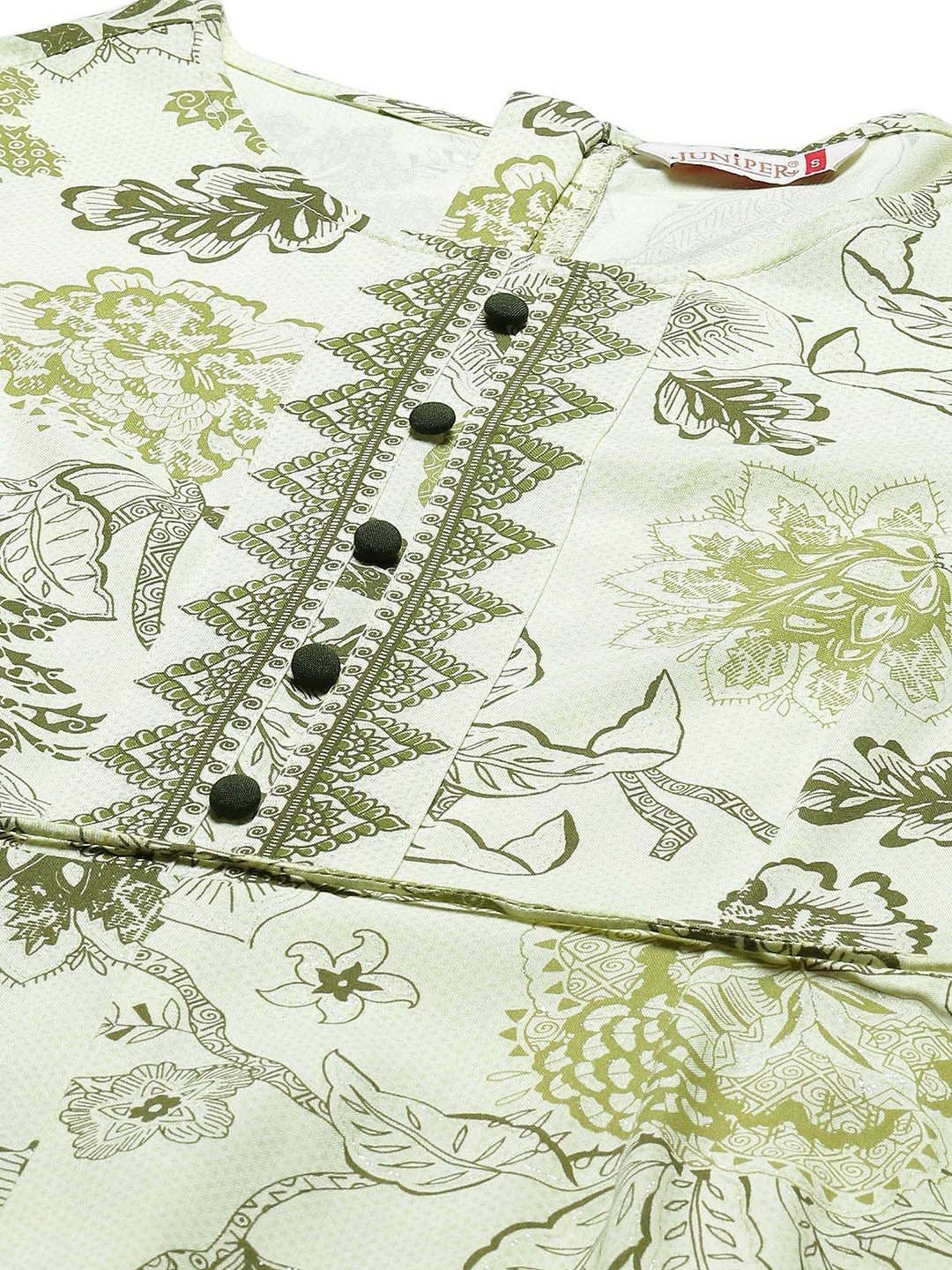 Juniper Light Olive Floral Printed Rayon Jumpsuit