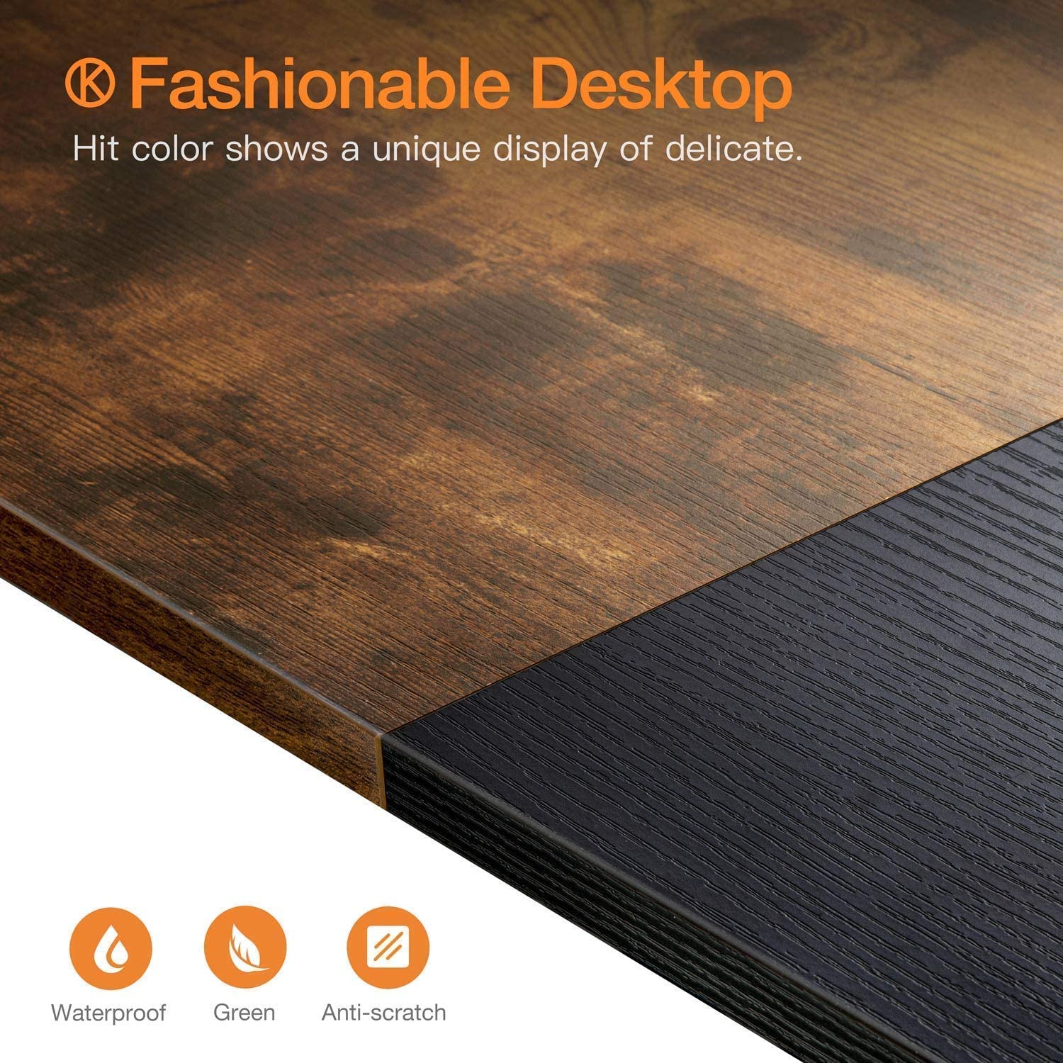 Computer Desk 39" with Splice Board, Study Writing Table for Home Office, Modern Simple Style PC Gaming Desk, Black and Rustic Brown