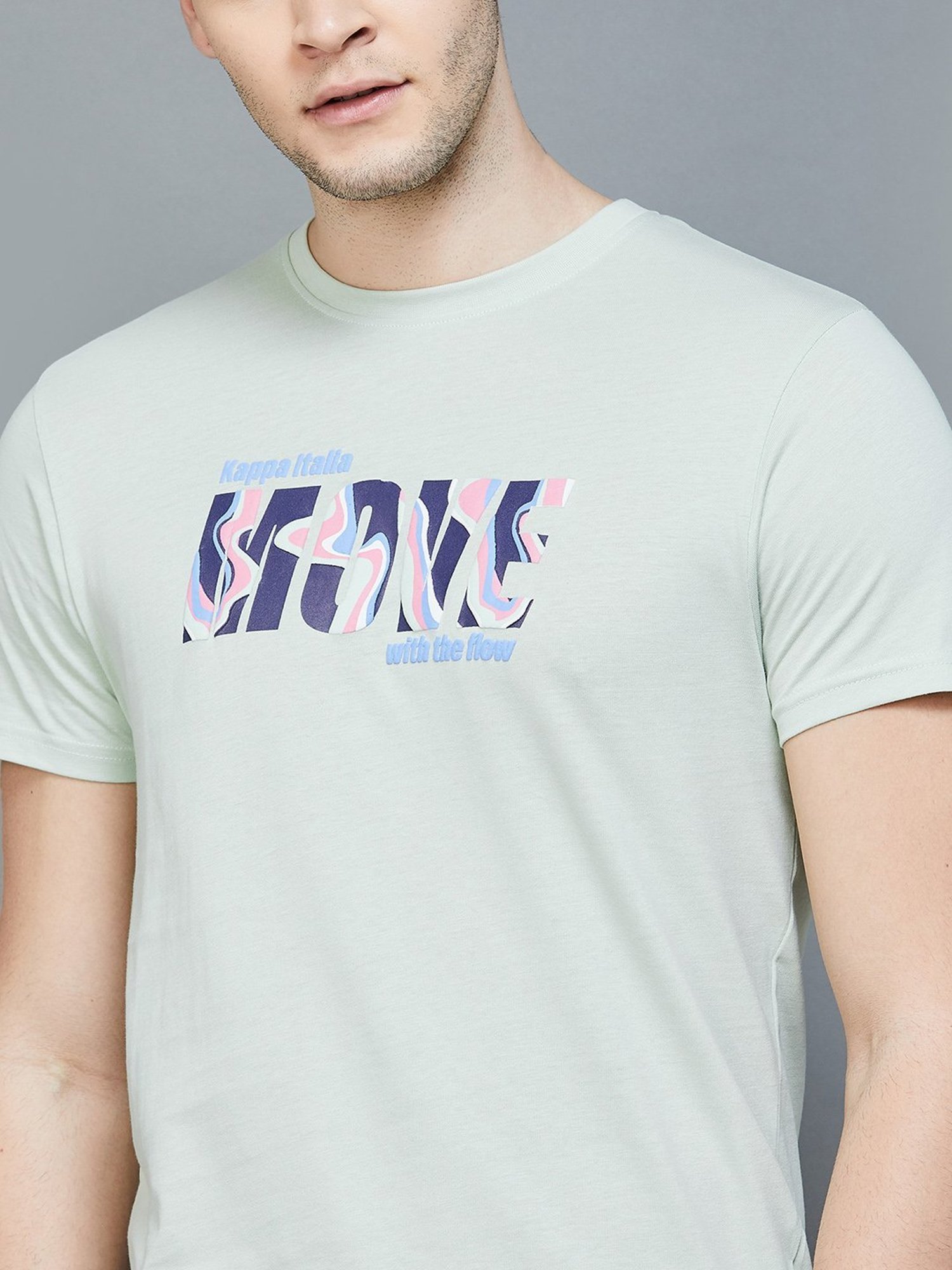 KAPPA Turquoise Regular Fit Printed T-Shirt