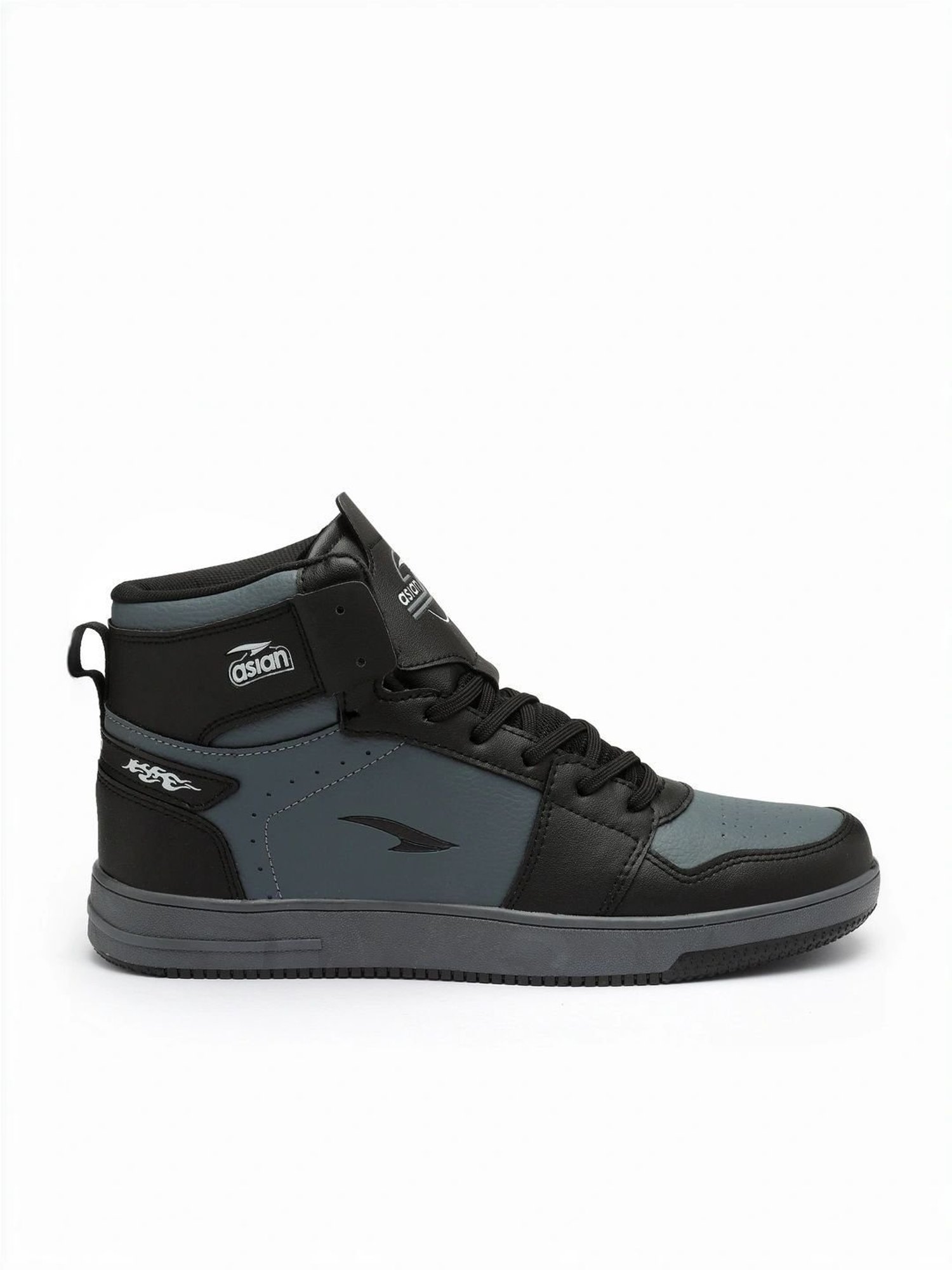 Asian Men's Grey & Black Ankle High Sneakers