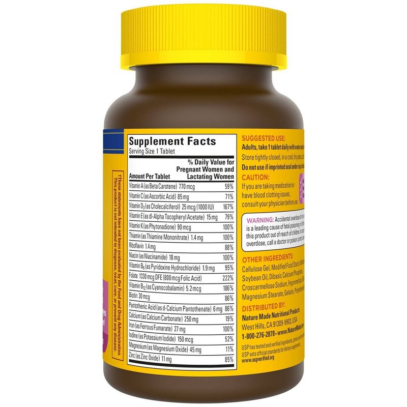 Nature Made Prenatal Tablets with Folic Acid - Iron - Iodine & Zinc - 90ct