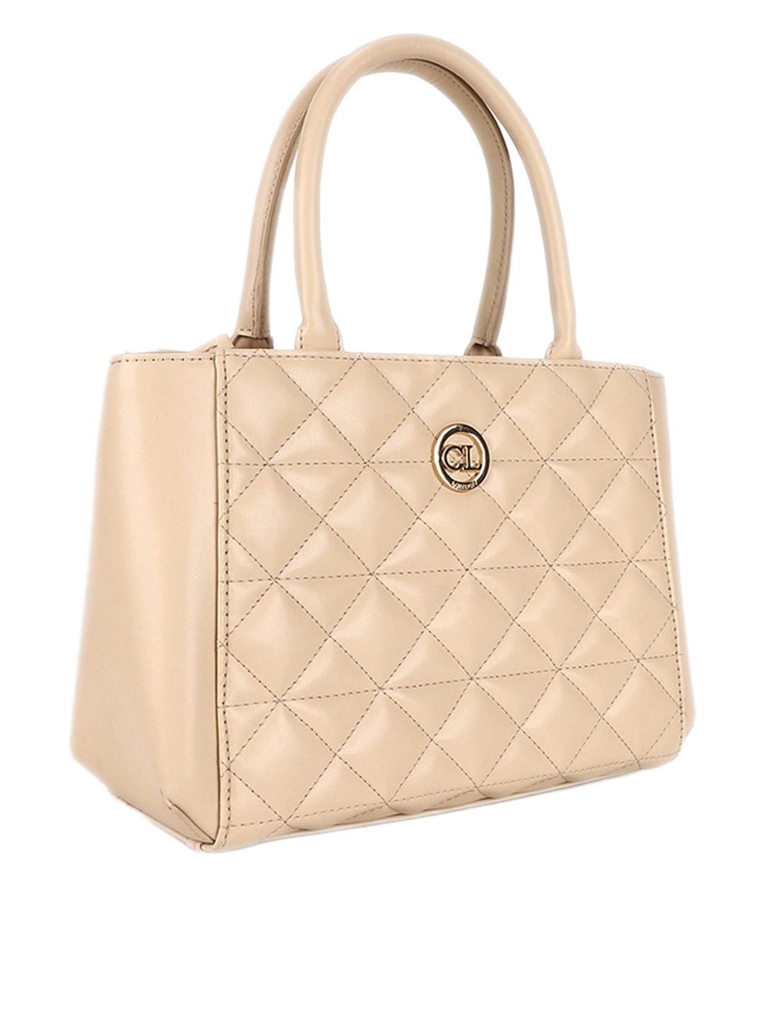 Carlton London Cream Quilted Medium Handbag