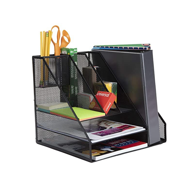 MESHORGBLK Mesh Organizer 8 Compartments Desktop Document Letter Tray for Folders Mail Stationary Desk Accessories Black 8 Comp