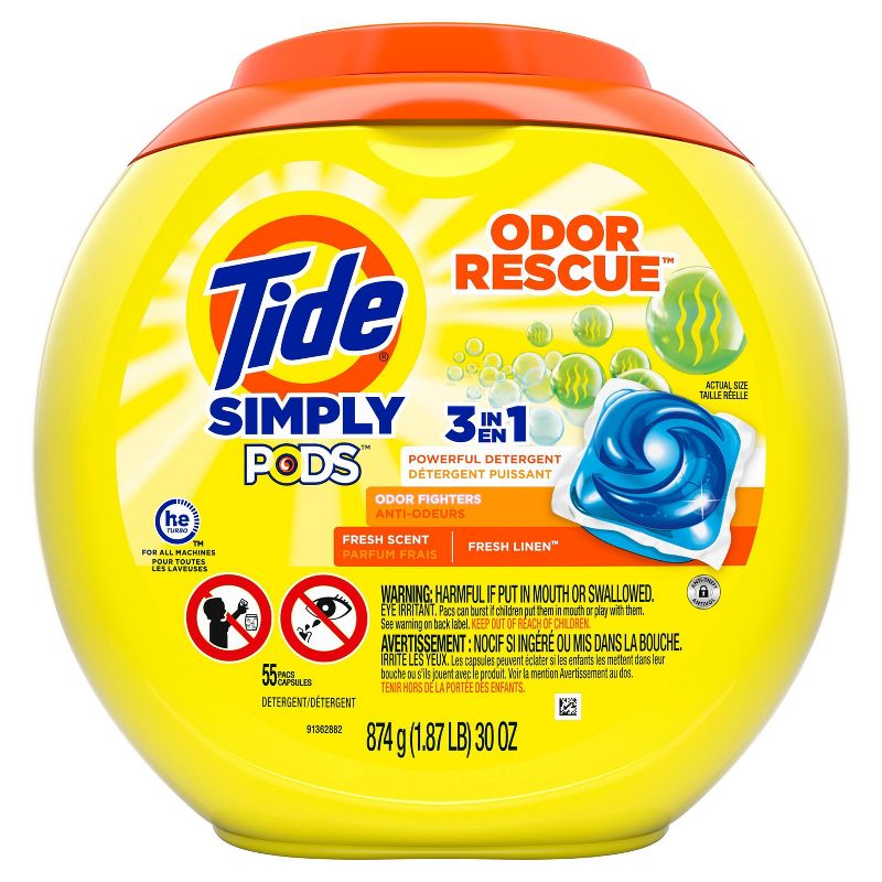 Tide Simply Pods Laundry Detergent with Bleach Alternative - 55ct