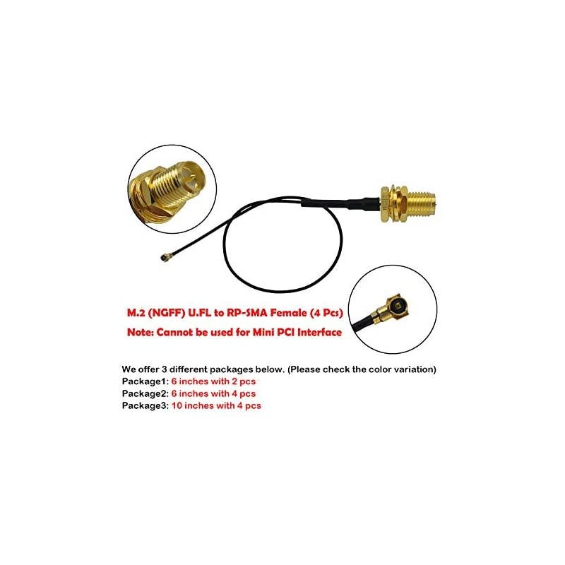 to SMA M2 NGFF to RPSMA Female MHF4 IPX4 IPEX4 Ipex Connector Pigtail WiFi Antenna Extension Cable 6 inches 4 Pcs