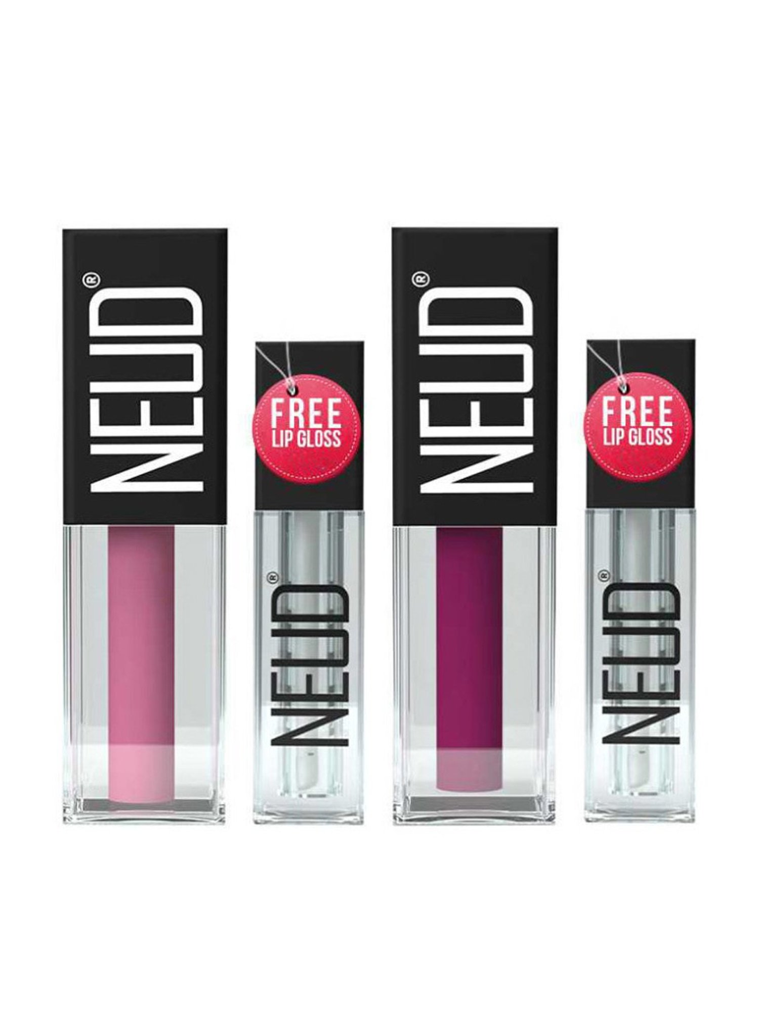 Neud Matte Liquid Lipstick Combo Supple Candy & Boss Lady with Two Lip Gloss Free
