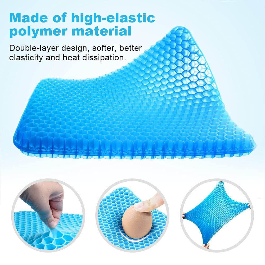 Hiroharu Breathable Gel Seat Cushion - Double Layer Honeycomb Office Chair Cushion, Car Seat Cushion for Help Relieve Pain, Chair Pads Suitable for Office Chair, Wheelchair, Office and Car Accessories