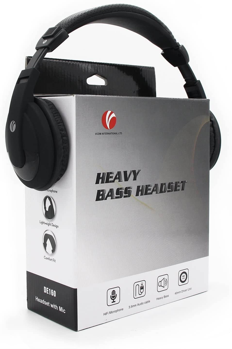 Over Ear Headphones with Microphone Lightweight Stereo Wired Headset 3.5mm Audio Jack for Smartphones Tablets Laptops MP4 PS4 Office School Classroom Online Chat Students Teens Adults (Black)