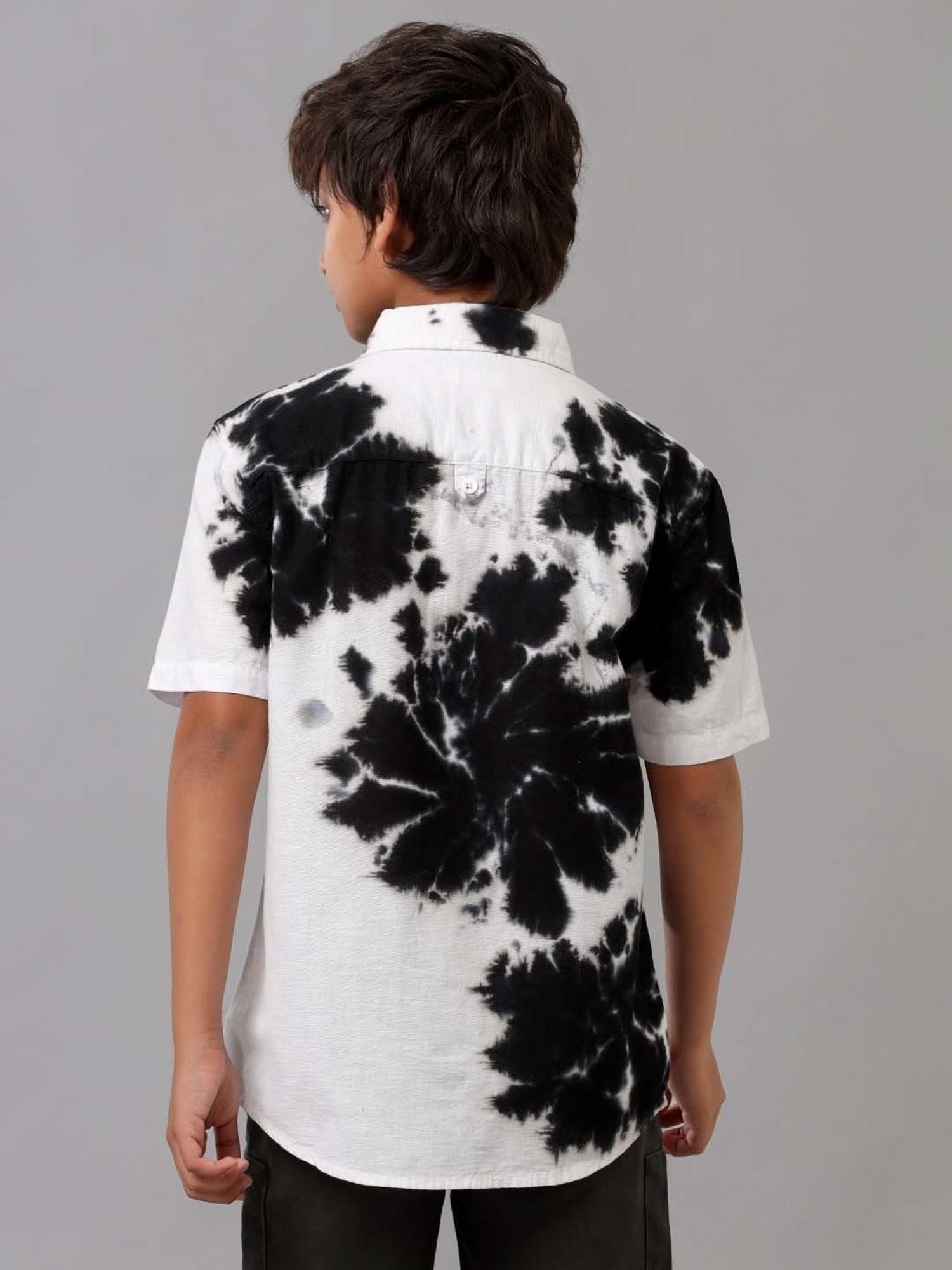 Under Fourteen Only Kids Black & White Cotton Printed Shirt