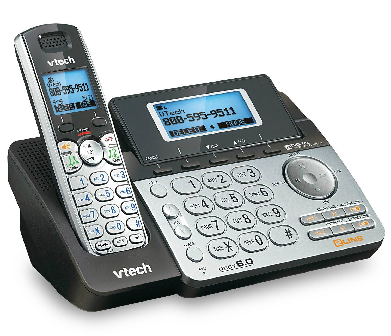Vtech DS6151 + DS6101-5 Expandable 2-line Cordless Phone w/ Enhanced Security