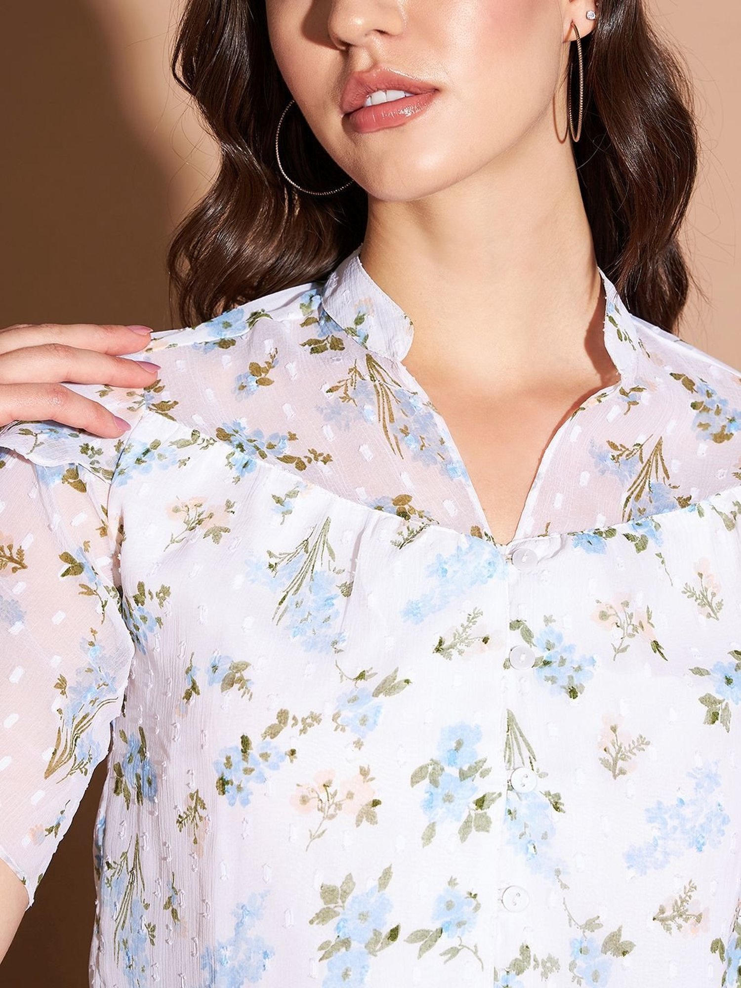 Marie Claire White Printed Top