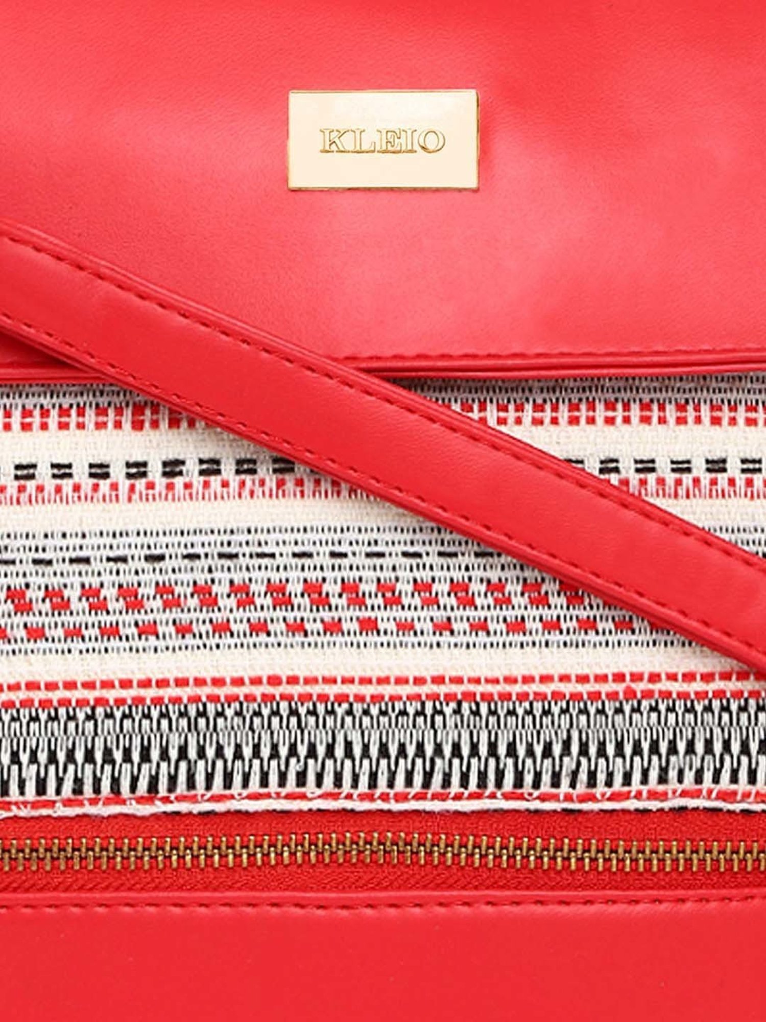 KLEIO Red Textured Medium Sling Handbag